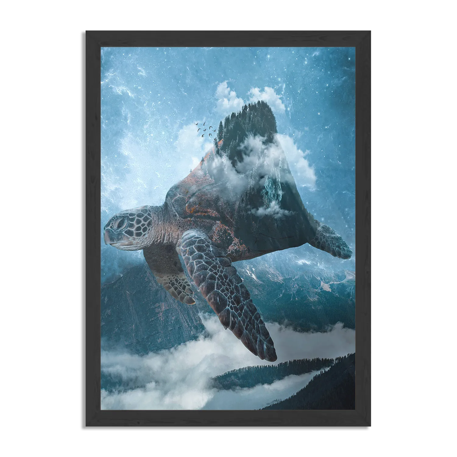 Poster De Vliegende Zeeschildpad Rechthoek Verticaal Met Lijst Template PBL 50 70 Verticaal Dieren 70 1