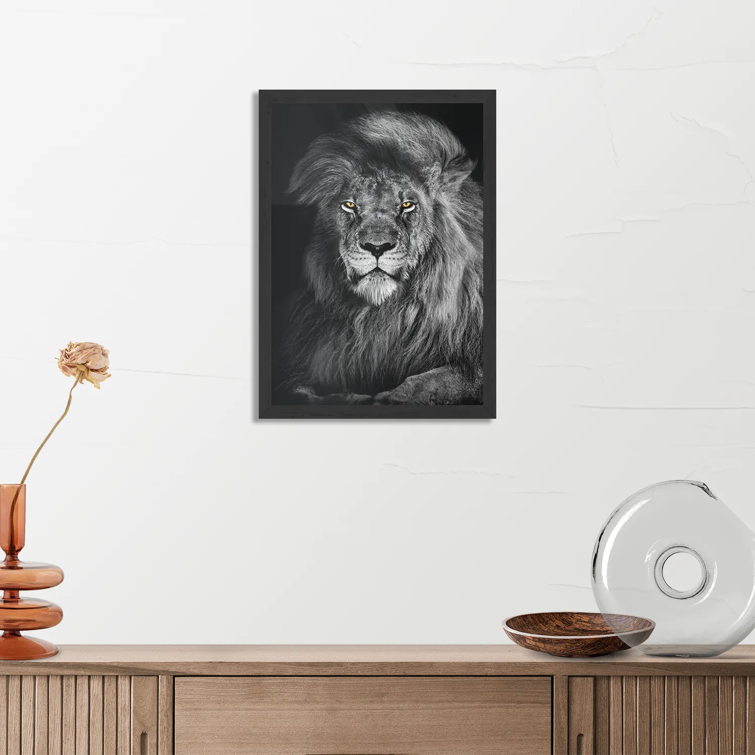 Poster De Zwart Witte Leeuw Rechthoek Verticaal Met Lijst Template PBL 50 70 Verticaal Dieren 75 3