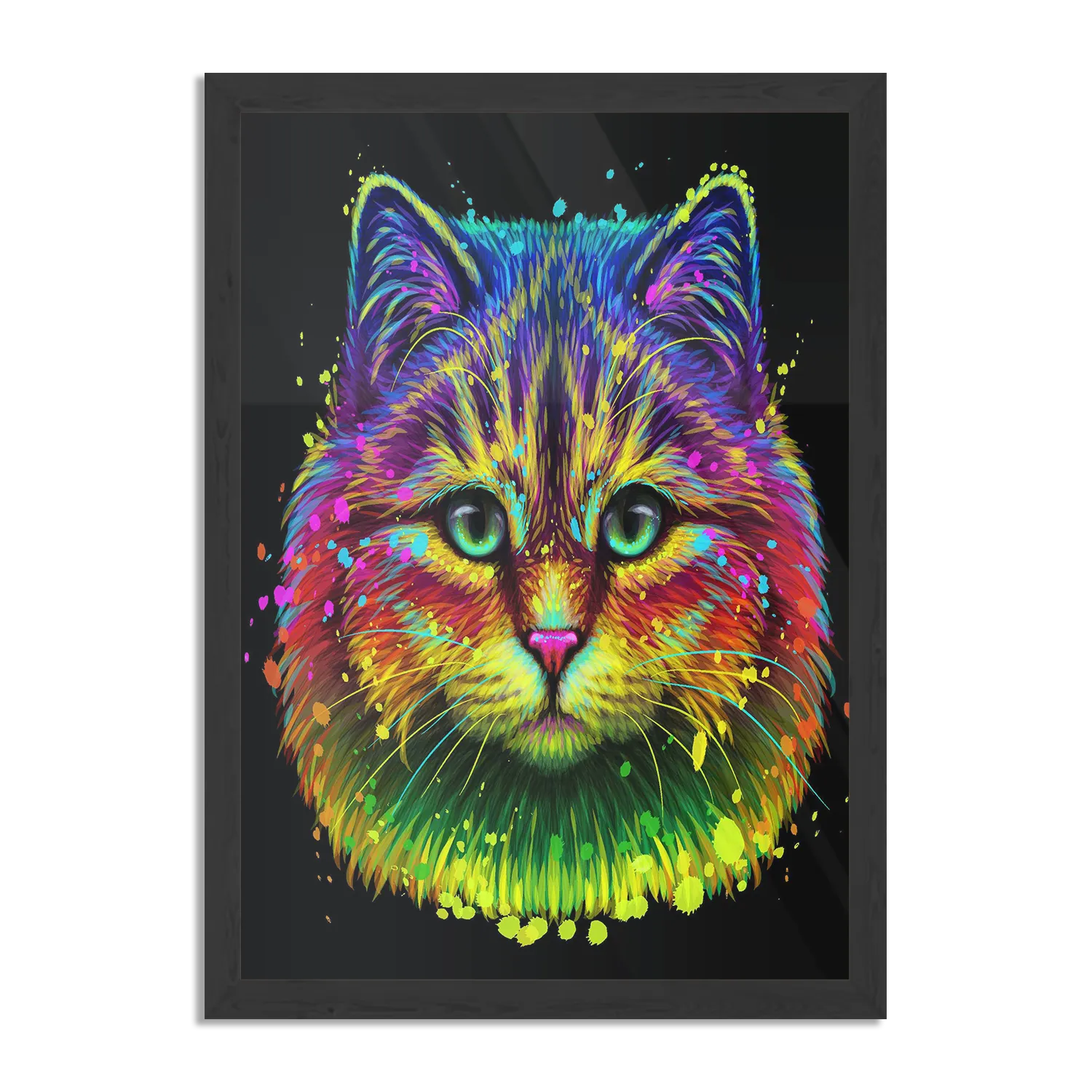 Poster Colored Cat Rechthoek Verticaal Met Lijst Template PBL 50 70 Verticaal Dieren 76 1