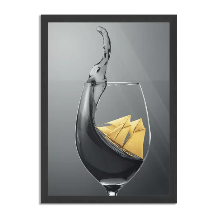 Poster Sailing Wine 01 Rechthoek Verticaal Met Lijst Template PBL 50 70 Verticaal Eten En Drinken 80 1