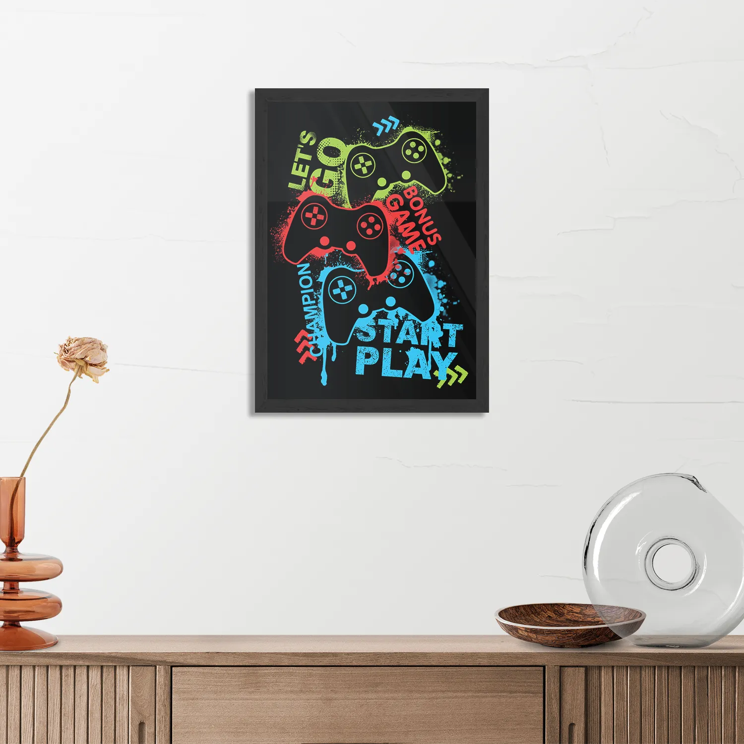 Poster Let's Game Rechthoek Verticaal Met Lijst Template PBL 50 70 Verticaal Gaming En Spel 17 3