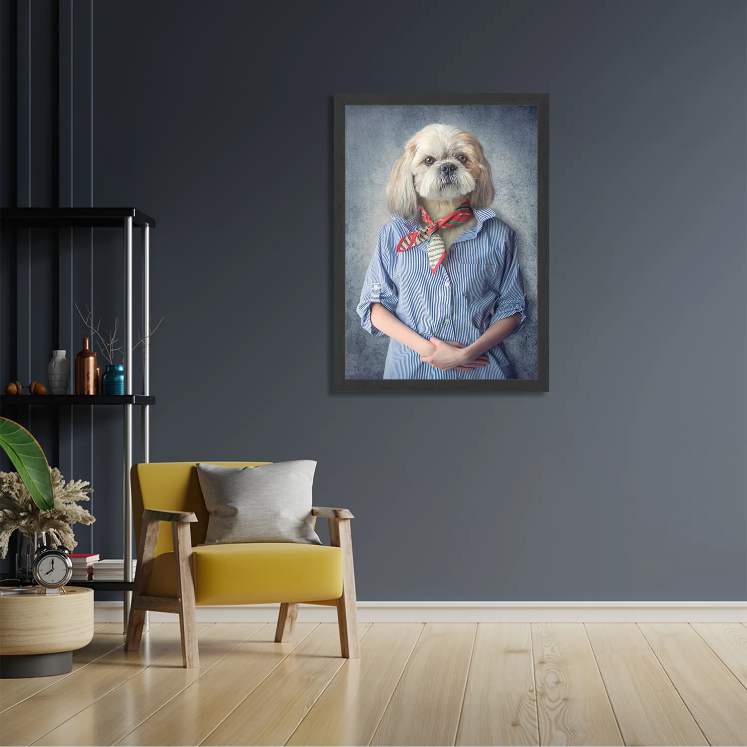 Poster Menselijke Hond In Boeren Thema Rechthoek Verticaal Met Lijst Template PBL 50 70 Verticaal Ironisch 3 2