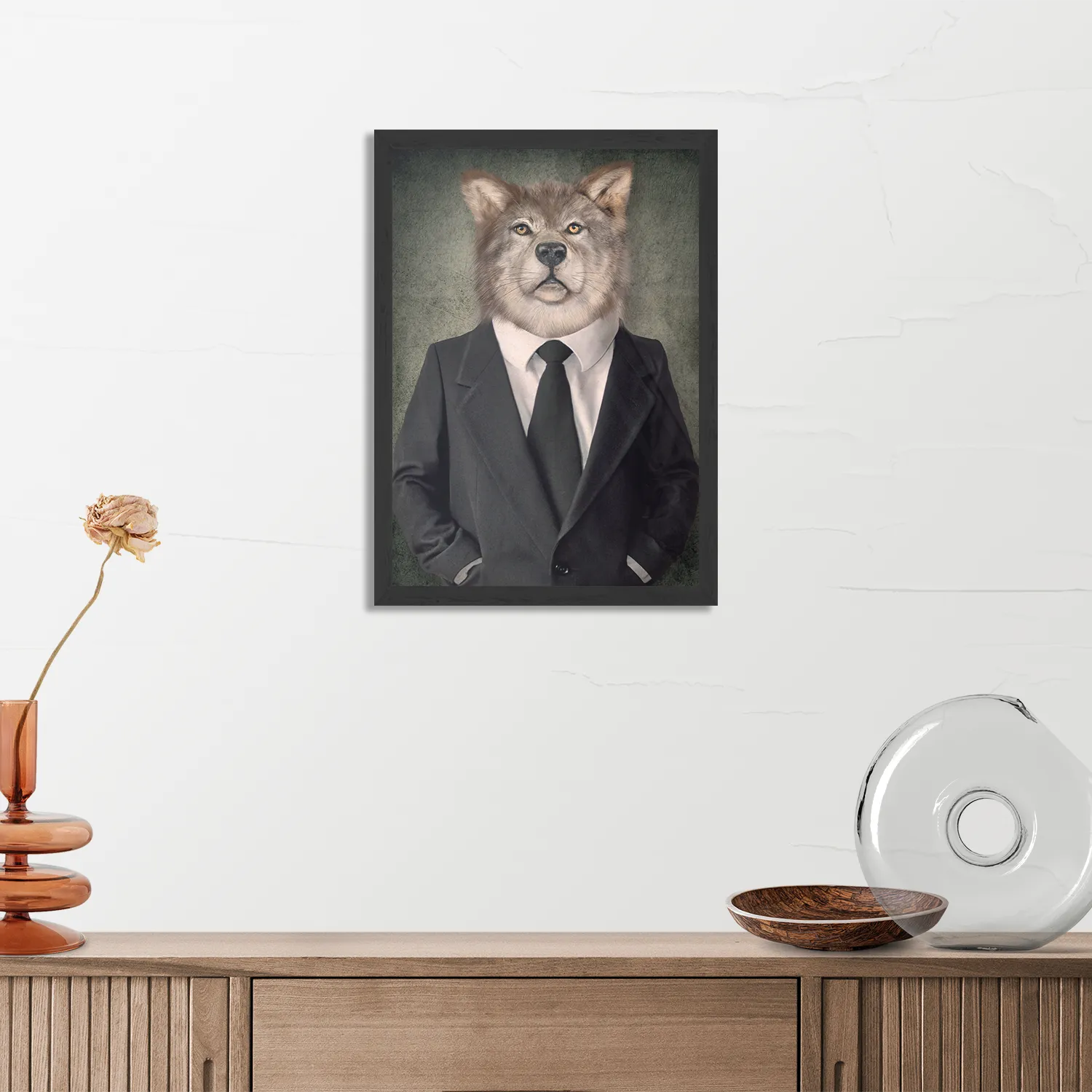 Poster Menselijke Vos In Casual Pak Rechthoek Verticaal Met Lijst Template PBL 50 70 Verticaal Ironisch 5 3