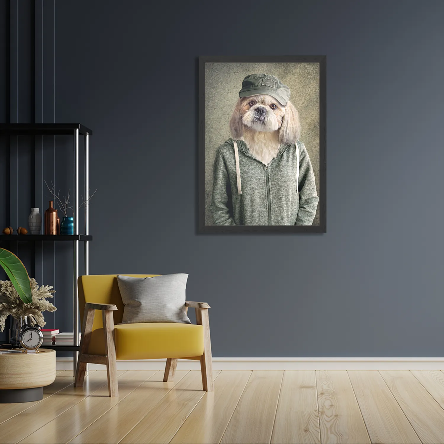 Poster Menselijke Hond Met Pet Rechthoek Verticaal Met Lijst Template PBL 50 70 Verticaal Ironisch 8 2