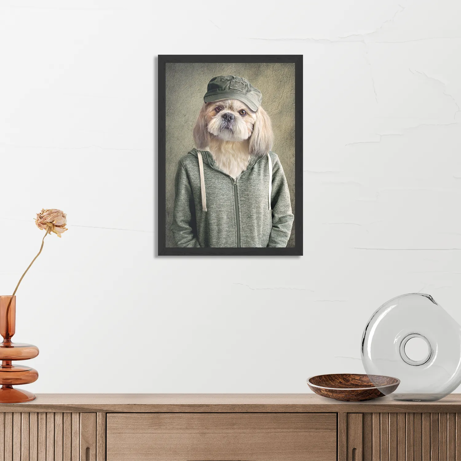 Poster Menselijke Hond Met Pet Rechthoek Verticaal Met Lijst Template PBL 50 70 Verticaal Ironisch 8 3