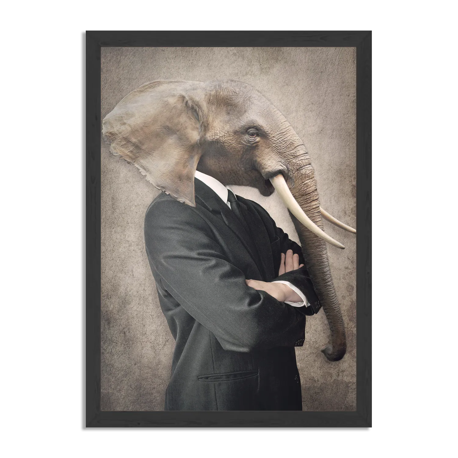 Poster Menselijke Olifant In Casual Pak Rechthoek Verticaal Met Lijst Template PBL 50 70 Verticaal Ironisch 9 1