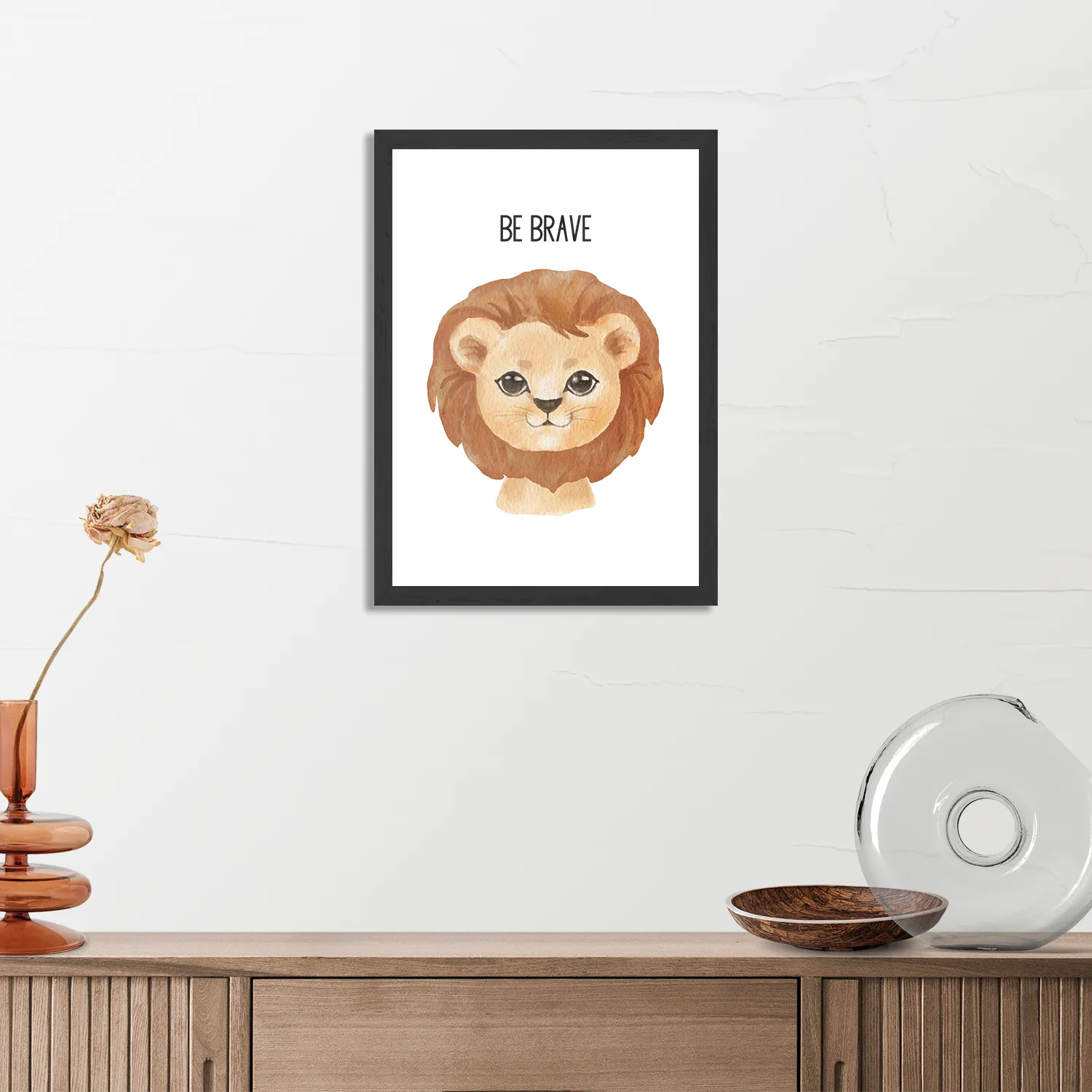 Poster Be Brave Leeuw Rechthoek Verticaal Met Lijst Template PBL 50 70 Verticaal Kinderen 10 3