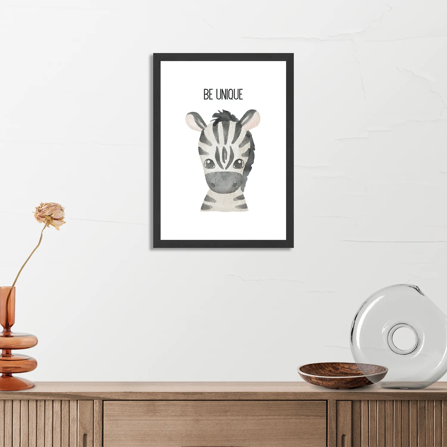 Poster Be Unique zebrapaardje Rechthoek Verticaal Met Lijst Template PBL 50 70 Verticaal Kinderen 13 3