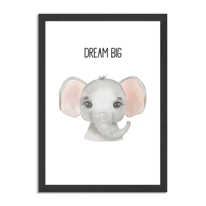 Poster Dream Big Olifantje Rechthoek Verticaal Met Lijst Template PBL 50 70 Verticaal Kinderen 17 1