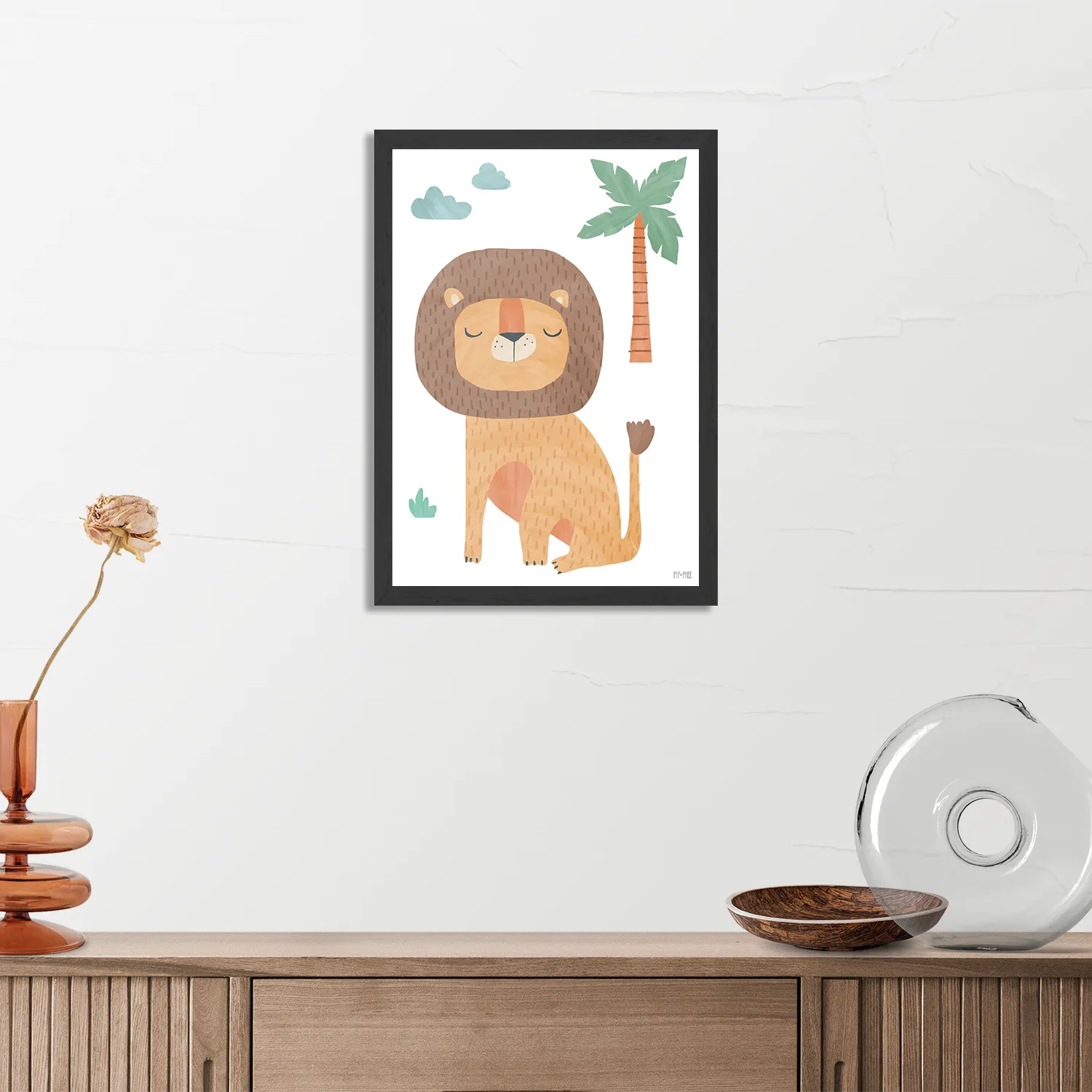 Poster De Leeuw in het bos Rechthoek Verticaal Met Lijst Template PBL 50 70 Verticaal Kinderen 28 3