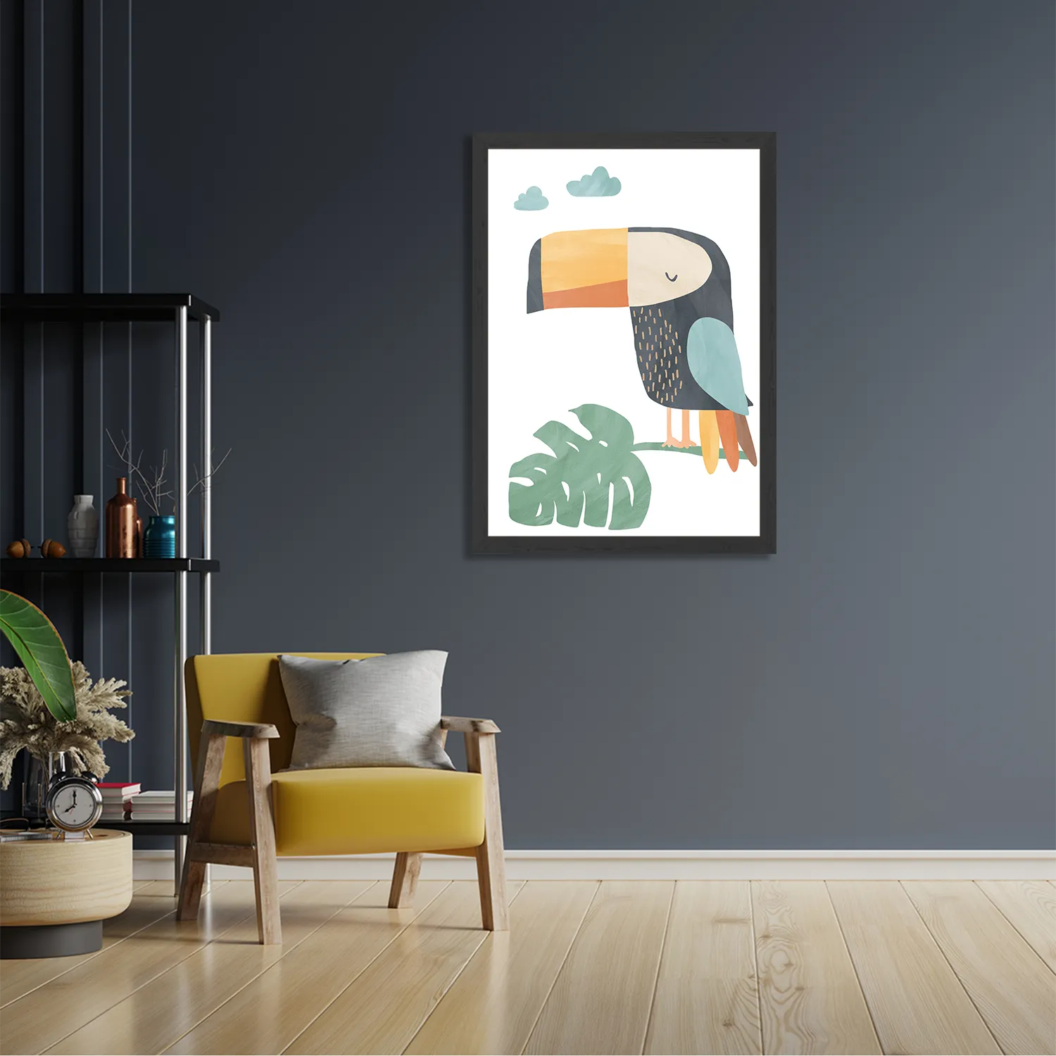 Poster Toekan in de wolken Rechthoek Verticaal Met Lijst Template PBL 50 70 Verticaal Kinderen 30 2