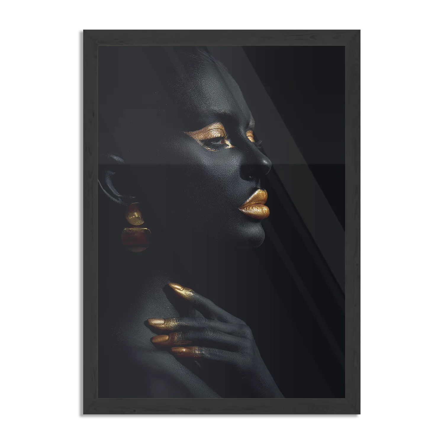Poster Black Whoman With Gold Orange Rechthoek Verticaal Met Lijst Template PBL 50 70 Verticaal Lifestyle 18 1