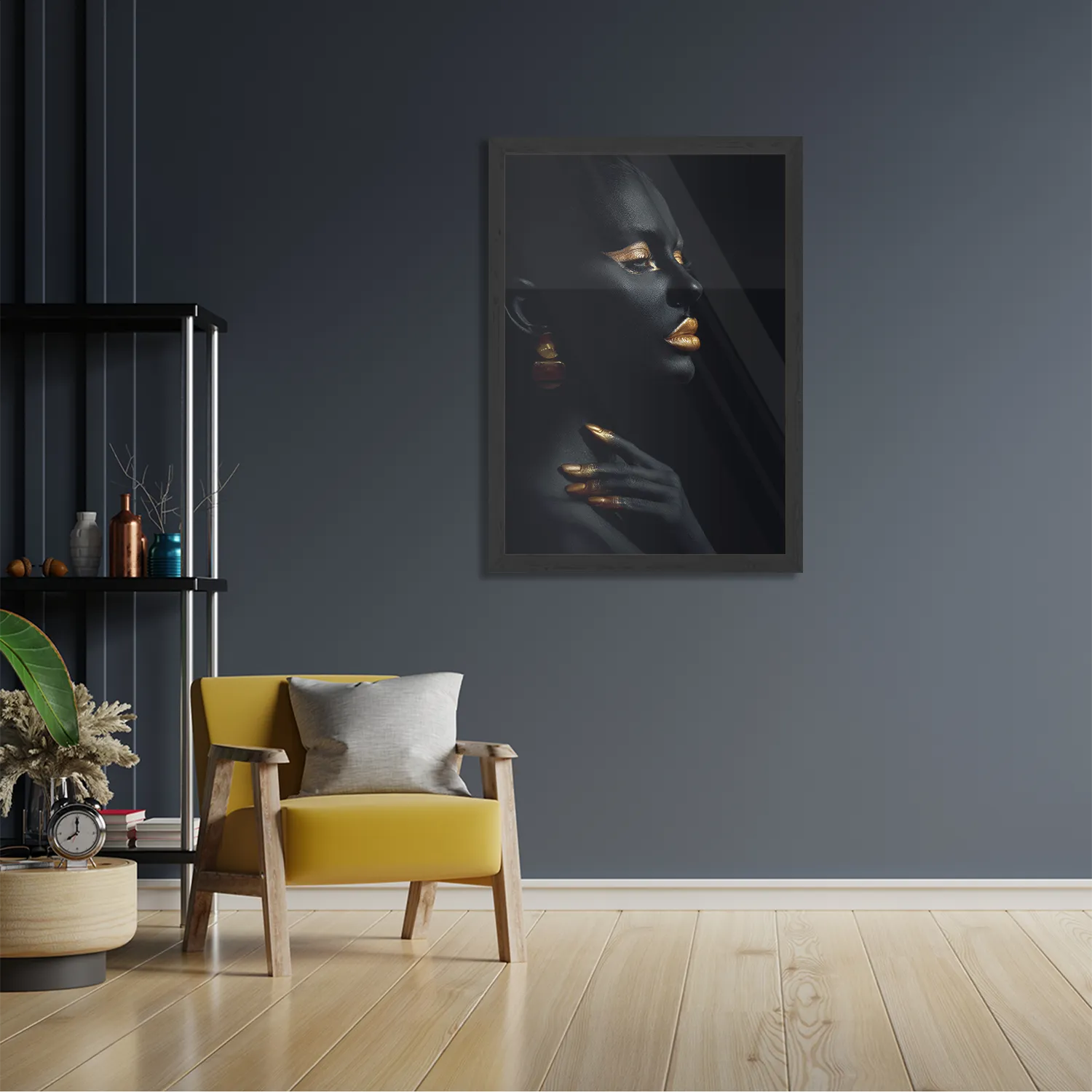 Poster Black Whoman With Gold Orange Rechthoek Verticaal Met Lijst Template PBL 50 70 Verticaal Lifestyle 18 2