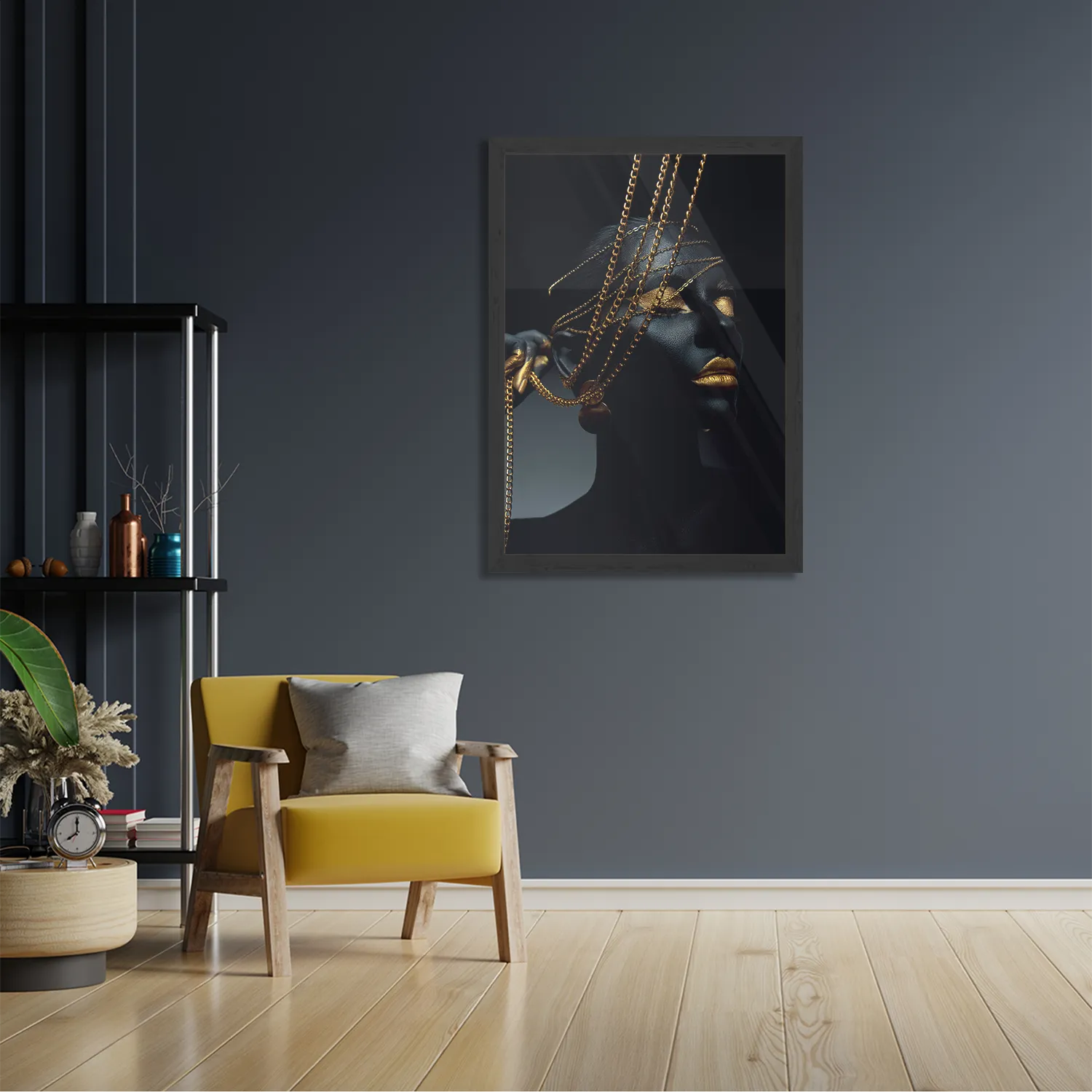 Poster Black Whoman With Gold Orange Rechthoek Verticaal Met Lijst Template PBL 50 70 Verticaal Lifestyle 19 2