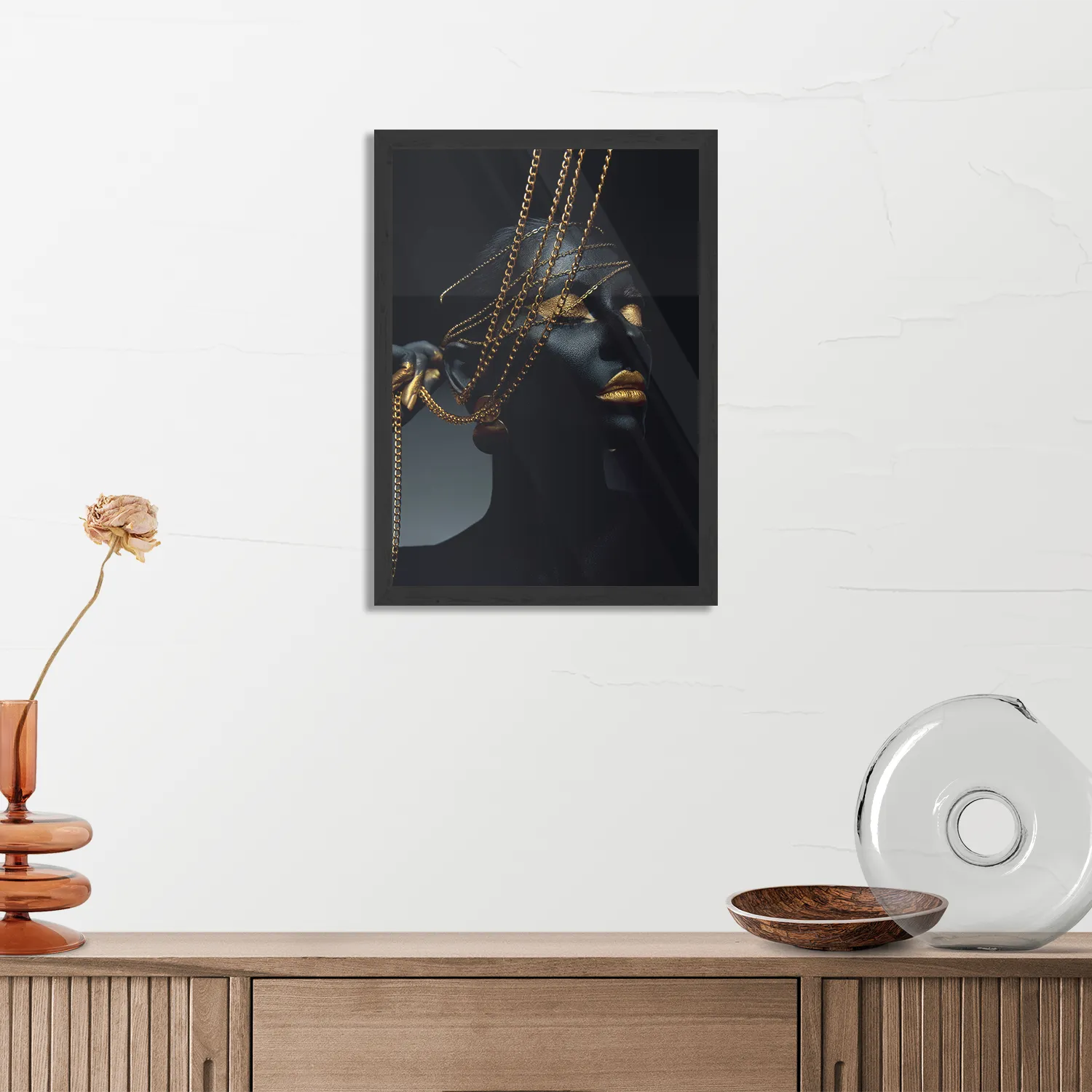 Poster Black Whoman With Gold Orange Rechthoek Verticaal Met Lijst Template PBL 50 70 Verticaal Lifestyle 19 3