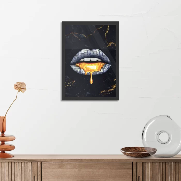 Poster Golden Money Lips Rechthoek Verticaal Met Lijst Template PBL 50 70 Verticaal Lifestyle 5 3