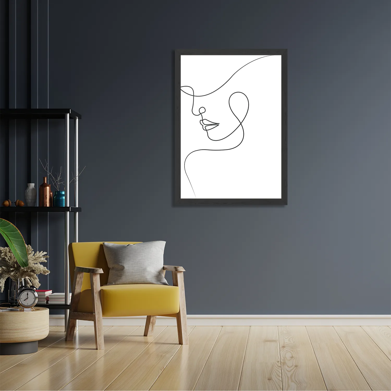 Poster De Golvende Dikke Kaaklijn Rechthoek Verticaal Met Lijst Template PBL 50 70 Verticaal Lifestyle 8 2