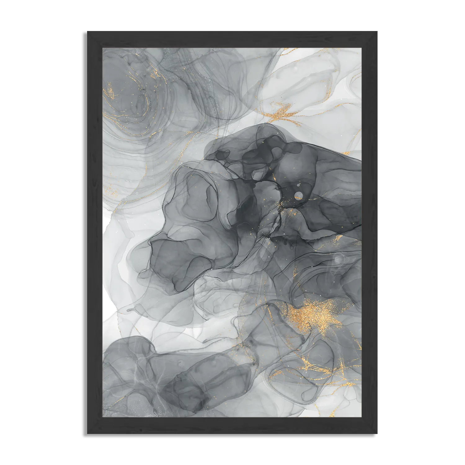 Poster Abstract Marmer Look Grijs met Goud 02 Rechthoek Verticaal Met Lijst Template PBL 50 70 Verticaal Marmer 10 1