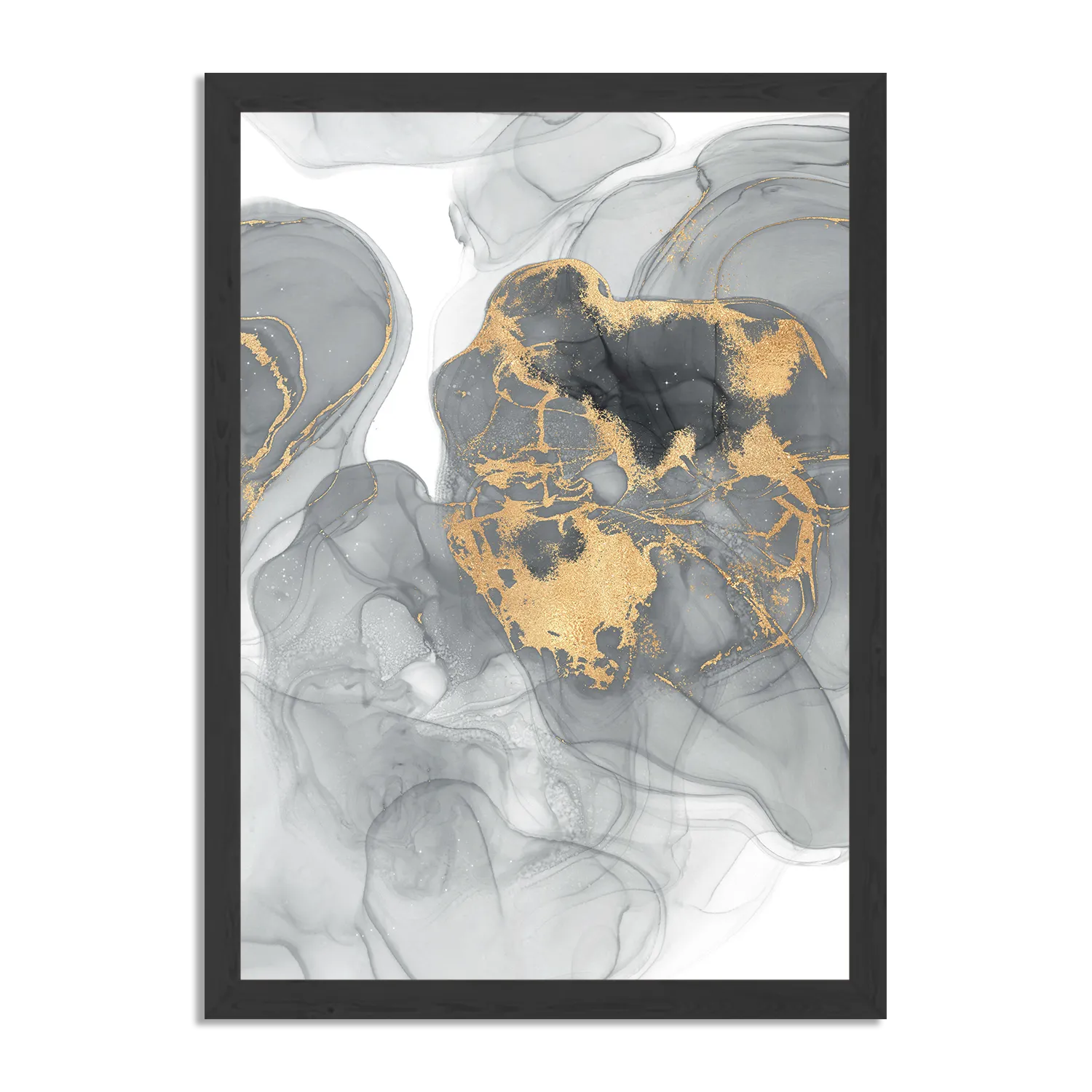 Poster Abstract Marmer Look Grijs met Goud 03 Rechthoek Verticaal Met Lijst Template PBL 50 70 Verticaal Marmer 11 1