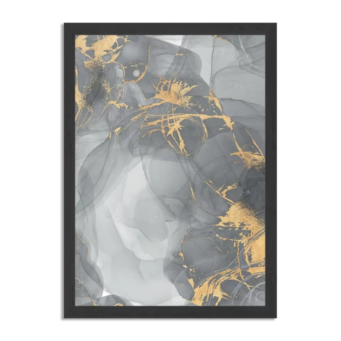 Poster Abstract Marmer Look Grijs met Goud 05 Rechthoek Verticaal Met Lijst Template PBL 50 70 Verticaal Marmer 14 1