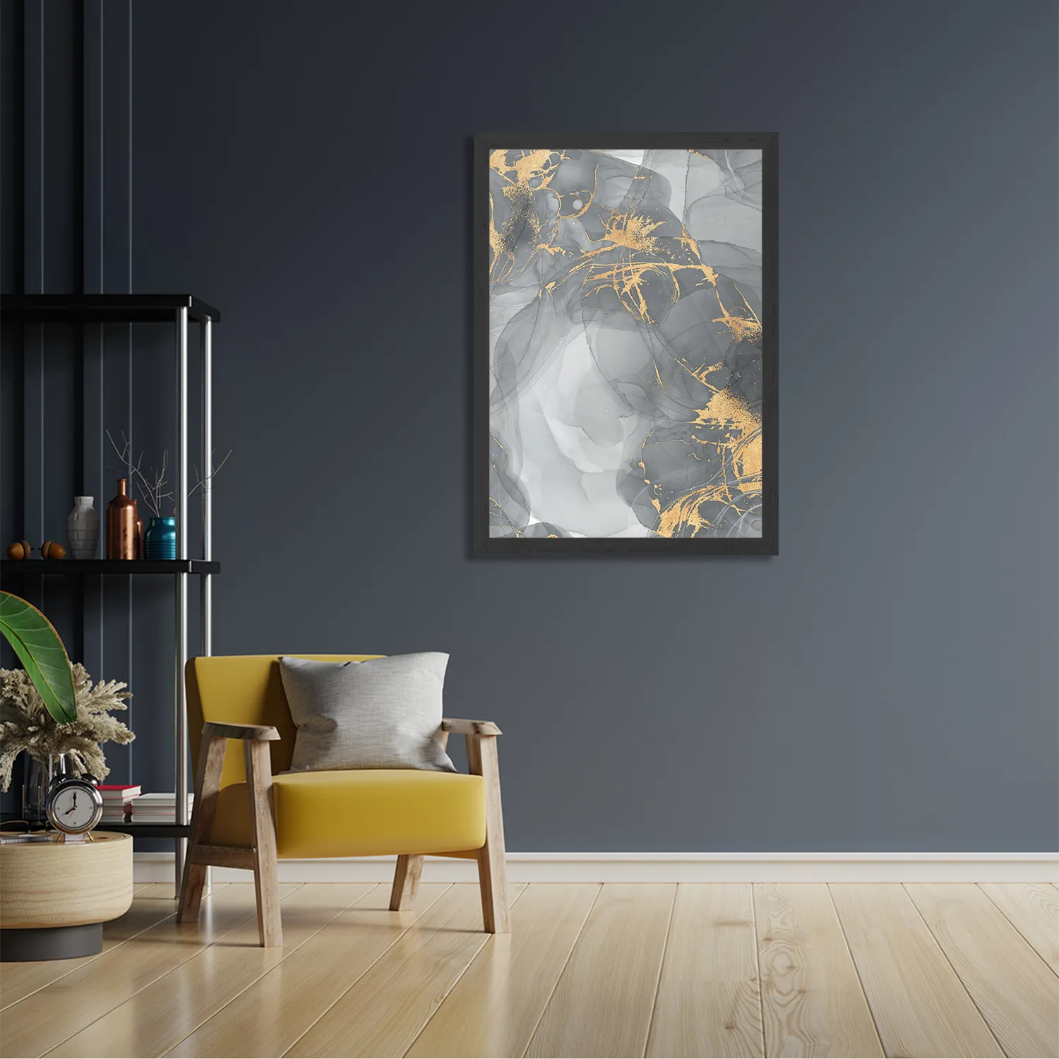 Poster Abstract Marmer Look Grijs met Goud 05 Rechthoek Verticaal Met Lijst Template PBL 50 70 Verticaal Marmer 14 2