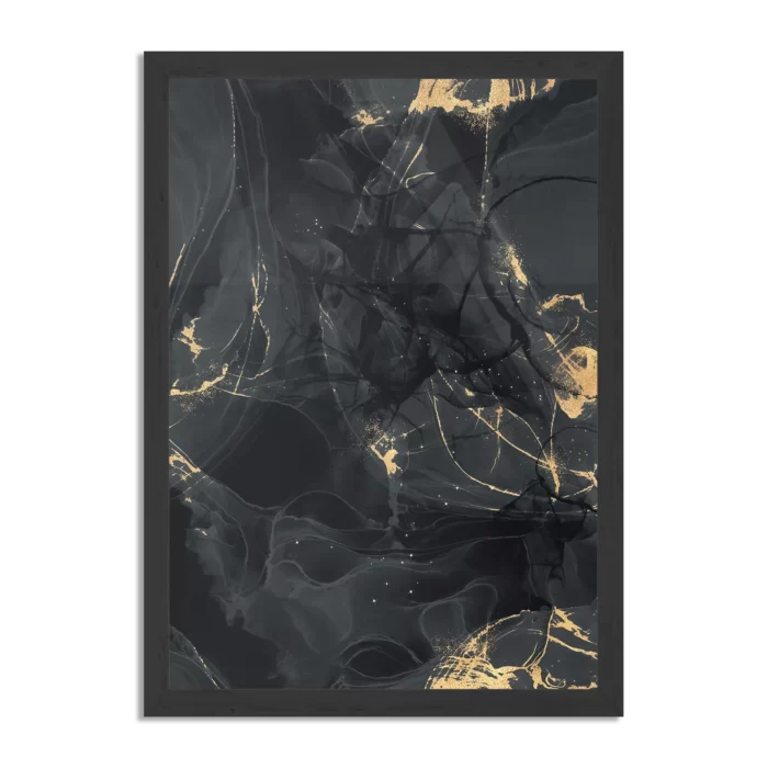 Poster Abstract Marmer Look Zwart met Goud 05 Rechthoek Verticaal Met Lijst Template PBL 50 70 Verticaal Marmer 16 1