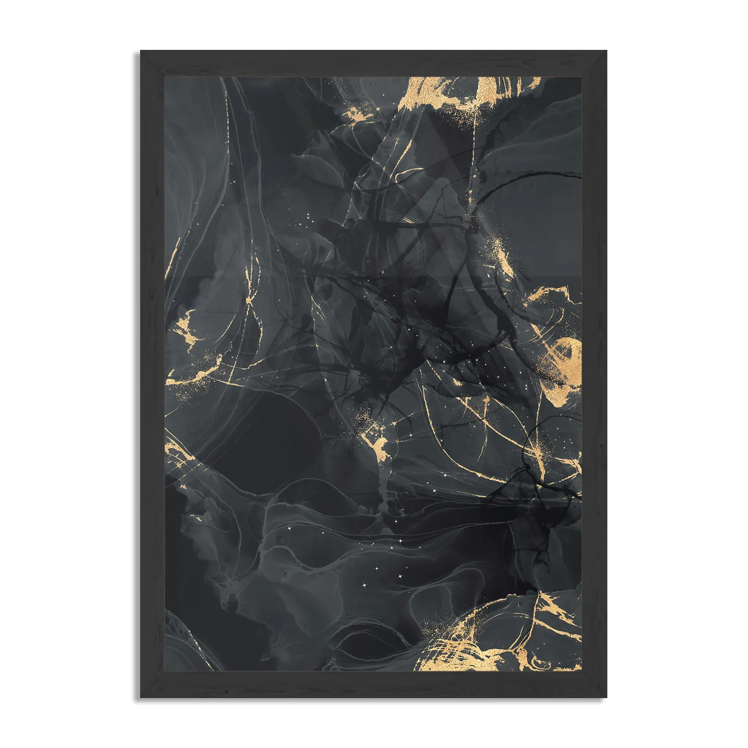 Poster Abstract Marmer Look Zwart met Goud 05 Rechthoek Verticaal Met Lijst Template PBL 50 70 Verticaal Marmer 16 1