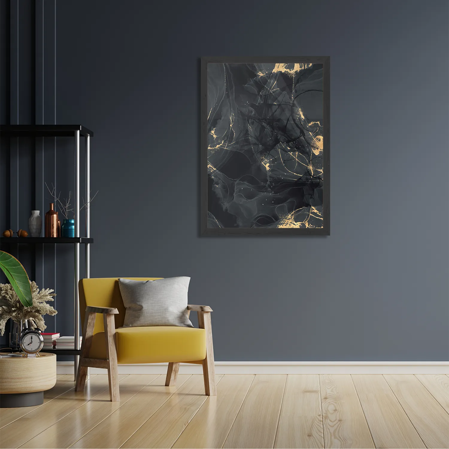 Poster Abstract Marmer Look Zwart met Goud 05 Rechthoek Verticaal Met Lijst Template PBL 50 70 Verticaal Marmer 16 2
