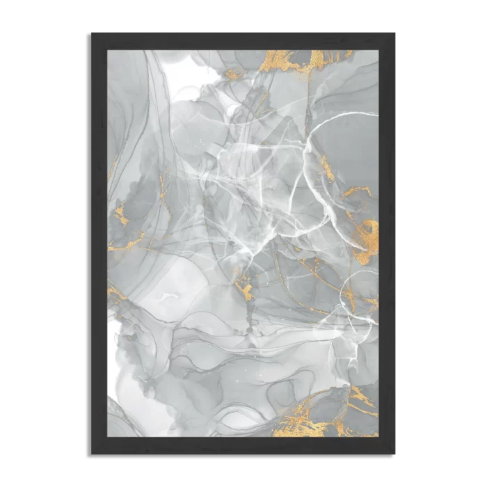 Poster Abstract Marmer Look Grijs met Goud 06 Rechthoek Verticaal Met Lijst Template PBL 50 70 Verticaal Marmer 17 1