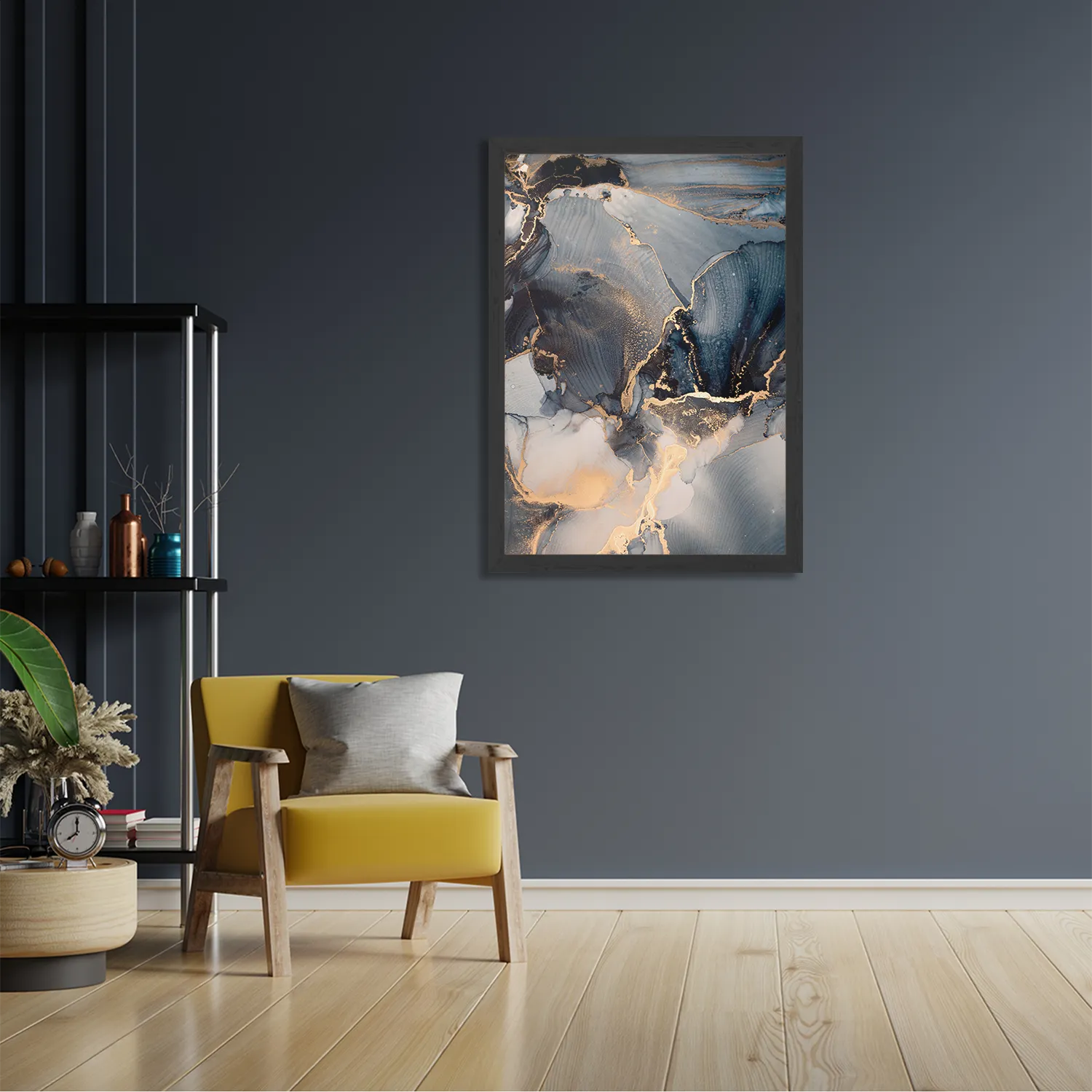 Template_PBL_50-70_Verticaal_Marmer_29-2 Poster Marmer Look Chique Donker Blauwtinten met Goud 01 Rechthoek Verticaal Met Lijst Template PBL 50 70 Verticaal Marmer 29 2