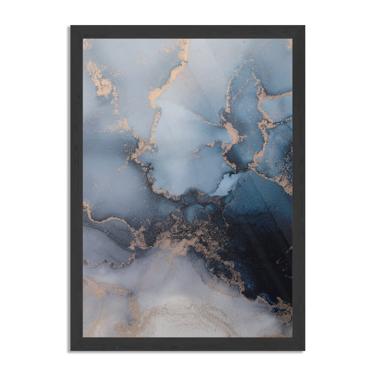 Poster Marmer Look Chique Donker Blauwtinten met Goud 03 Rechthoek Verticaal Met Lijst Template PBL 50 70 Verticaal Marmer 32 1