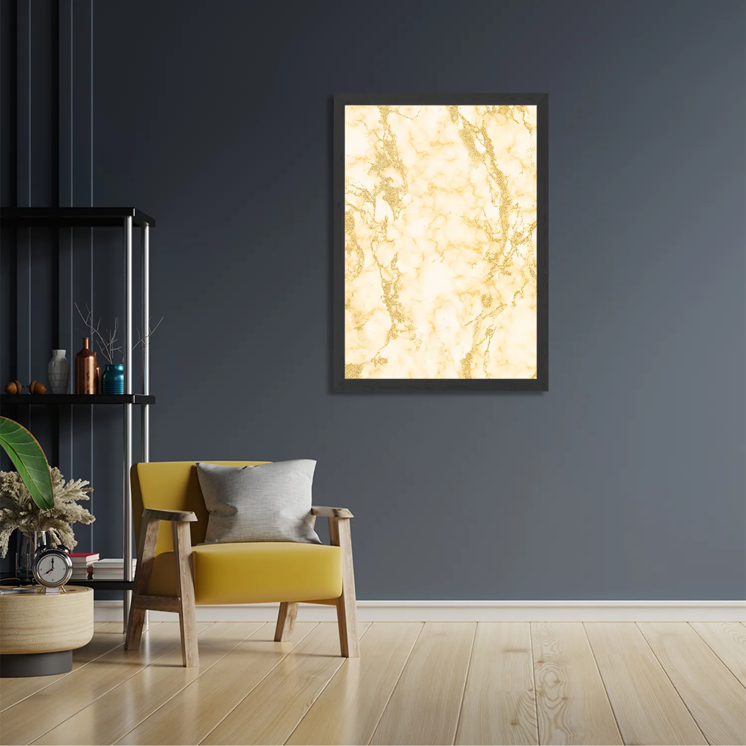 Poster Basis Marmer Look Geel Rechthoek Verticaal Met Lijst Template PBL 50 70 Verticaal Marmer 5 2