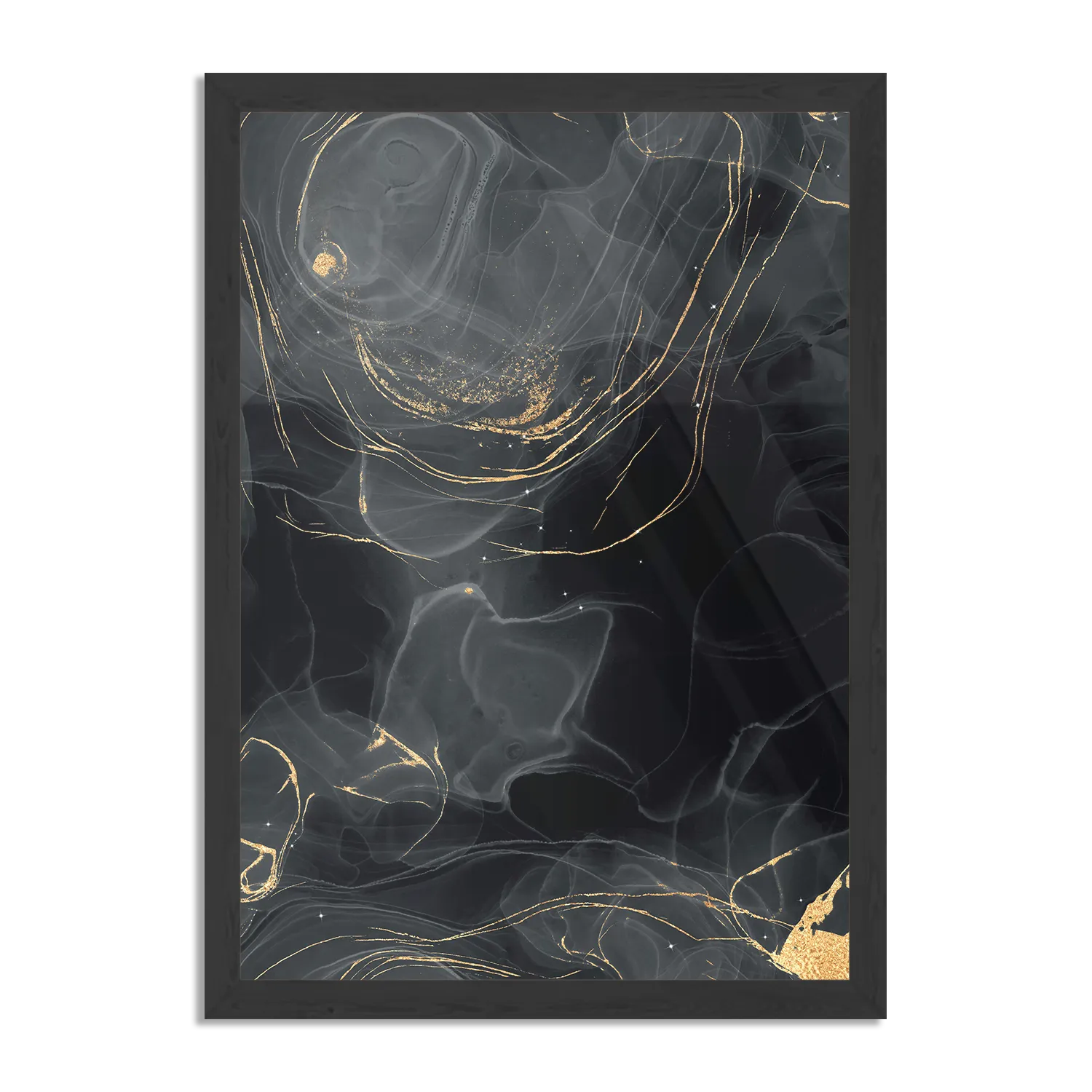 Poster Abstract Marmer Look Zwart met Goud 01 Rechthoek Verticaal Met Lijst Template PBL 50 70 Verticaal Marmer 8 1