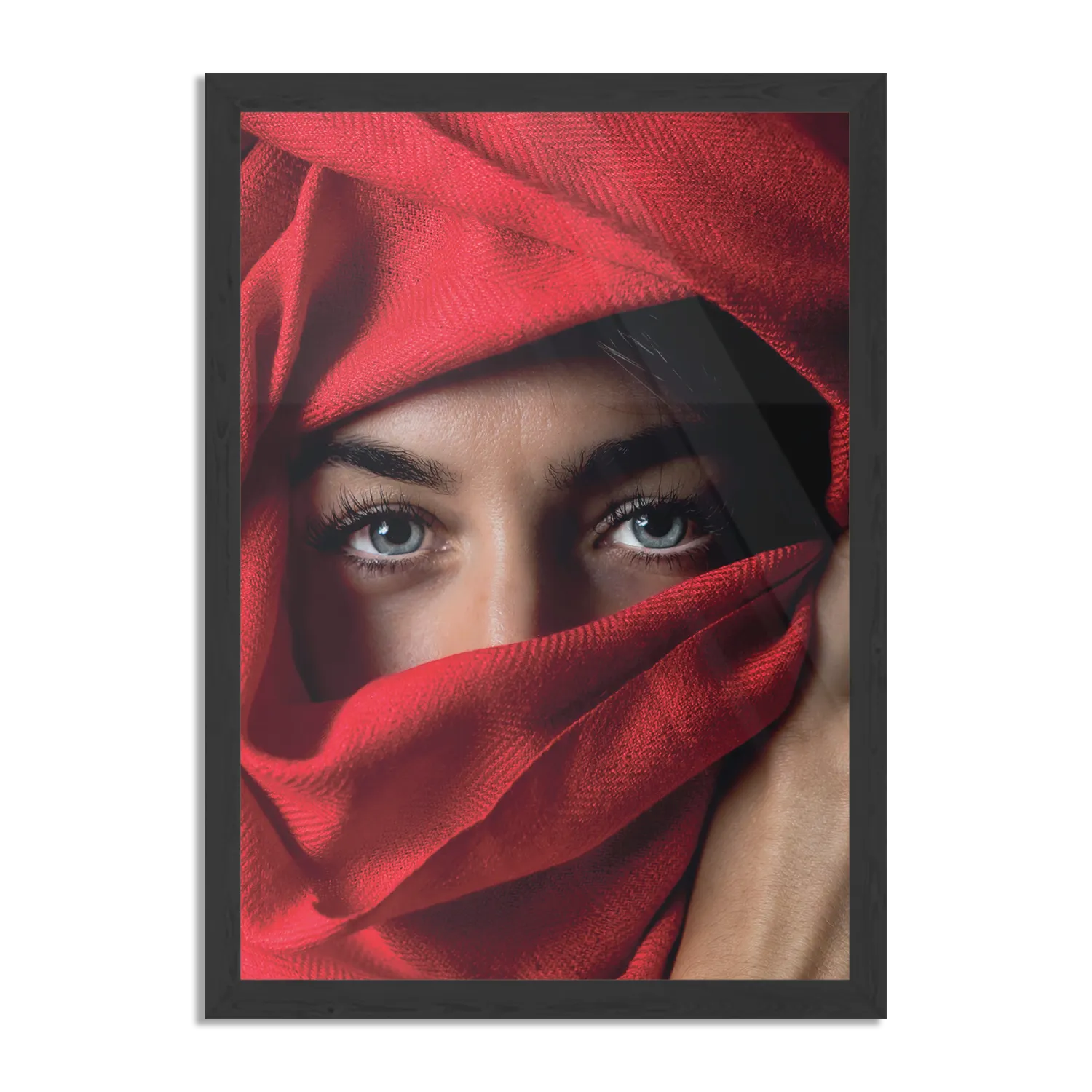 Poster Jonge Arabische Vrouw Met Rode Hoofddoek Rechthoek Verticaal Met Lijst Template PBL 50 70 Verticaal Mensen 1 1
