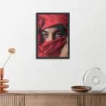 Poster Jonge Arabische Vrouw Met Rode Hoofddoek Rechthoek Verticaal Met Lijst Template PBL 50 70 Verticaal Mensen 1 3