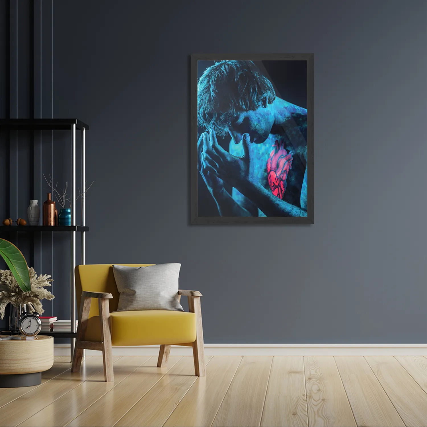 Poster Mystrieuze Man Blauw Rechthoek Verticaal Met Lijst Template PBL 50 70 Verticaal Mensen 14 2