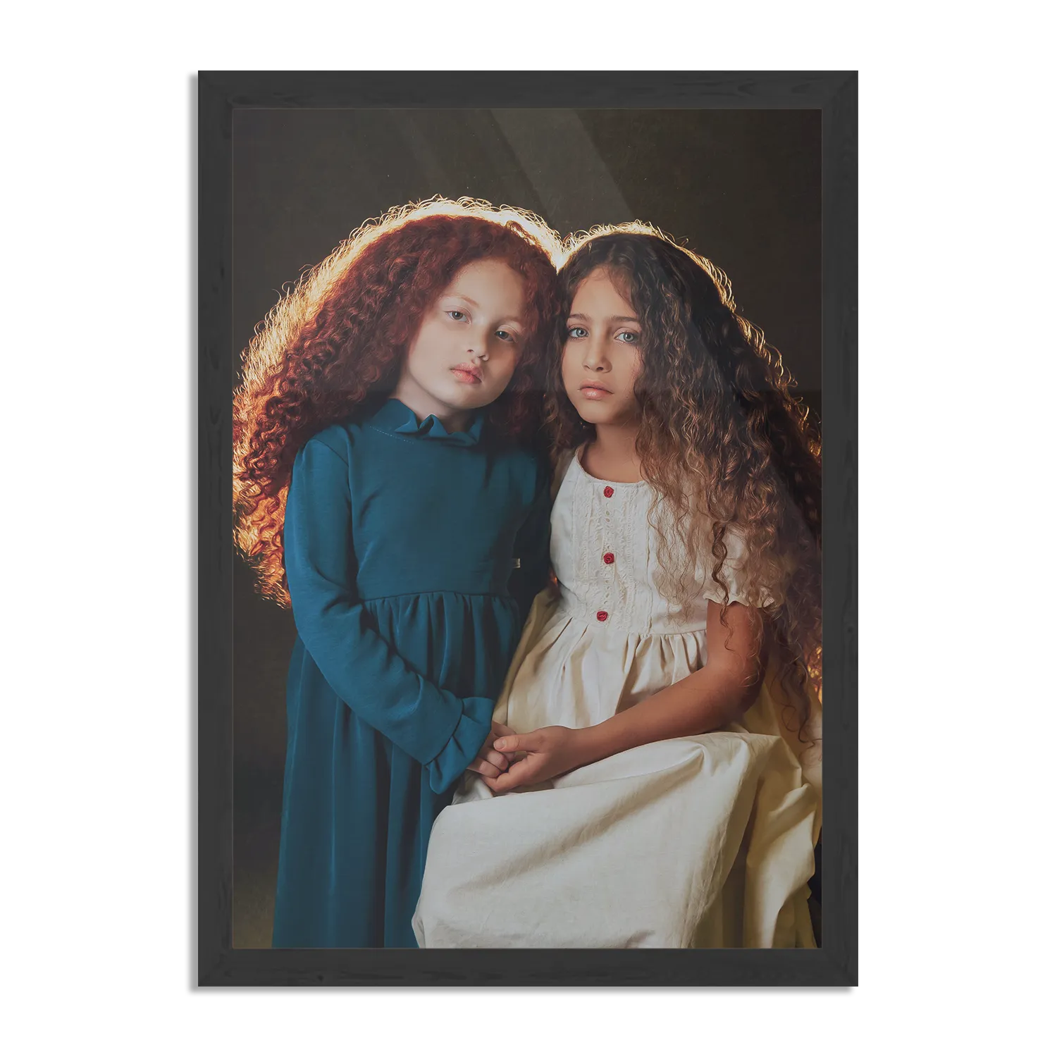 Poster Twee Jonge Meiden Met Krullend Haar Rechthoek Verticaal Met Lijst Template PBL 50 70 Verticaal Mensen 23 1