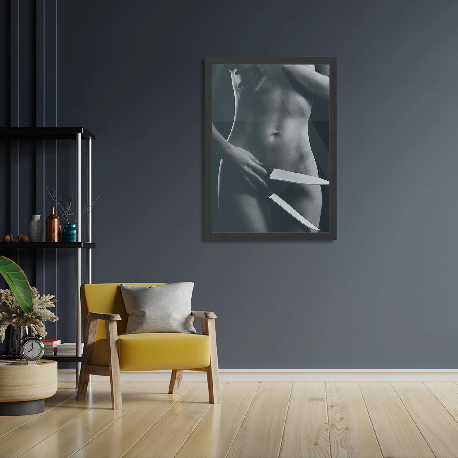 Poster Vrouwlijke Messentrekker Rechthoek Verticaal Met Lijst Template PBL 50 70 Verticaal Mensen 4 2