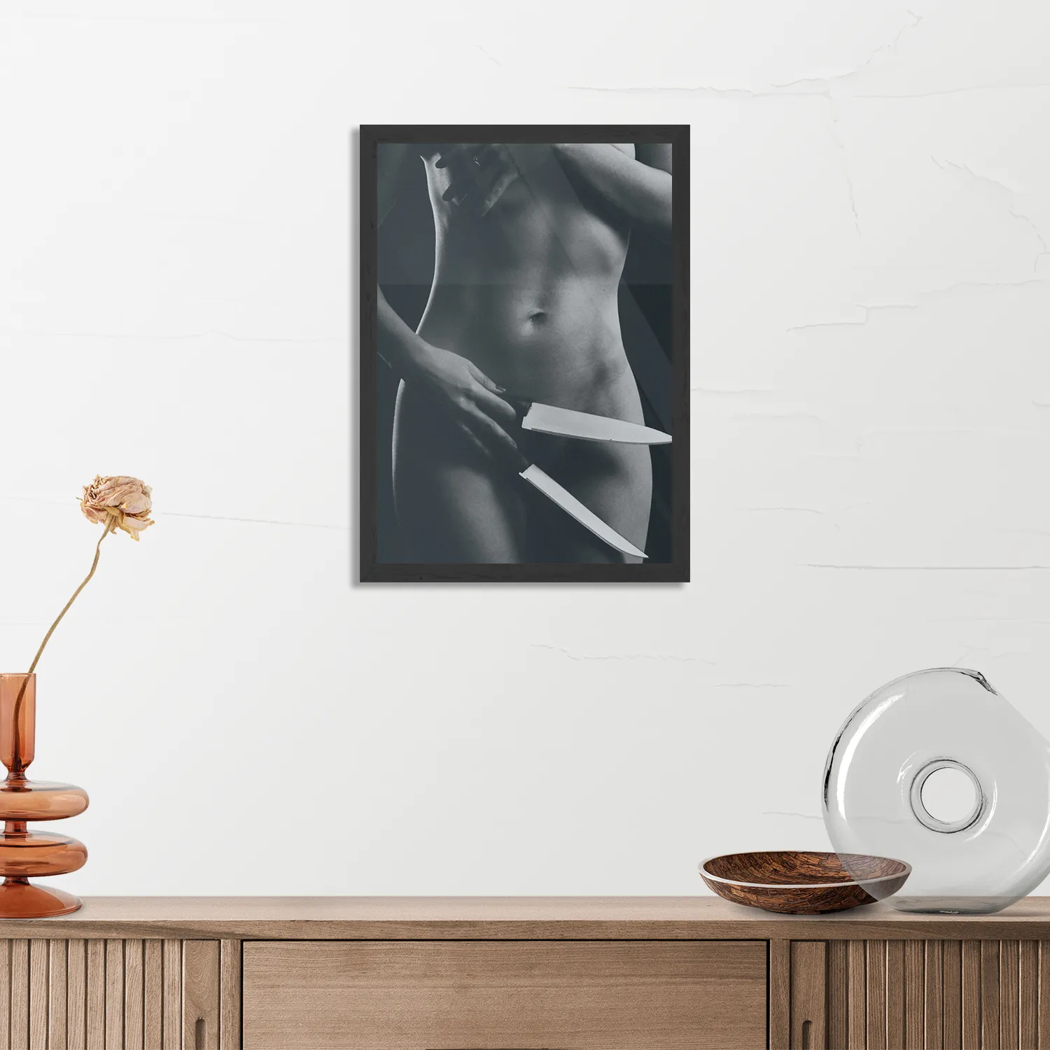 Poster Vrouwlijke Messentrekker Rechthoek Verticaal Met Lijst Template PBL 50 70 Verticaal Mensen 4 3