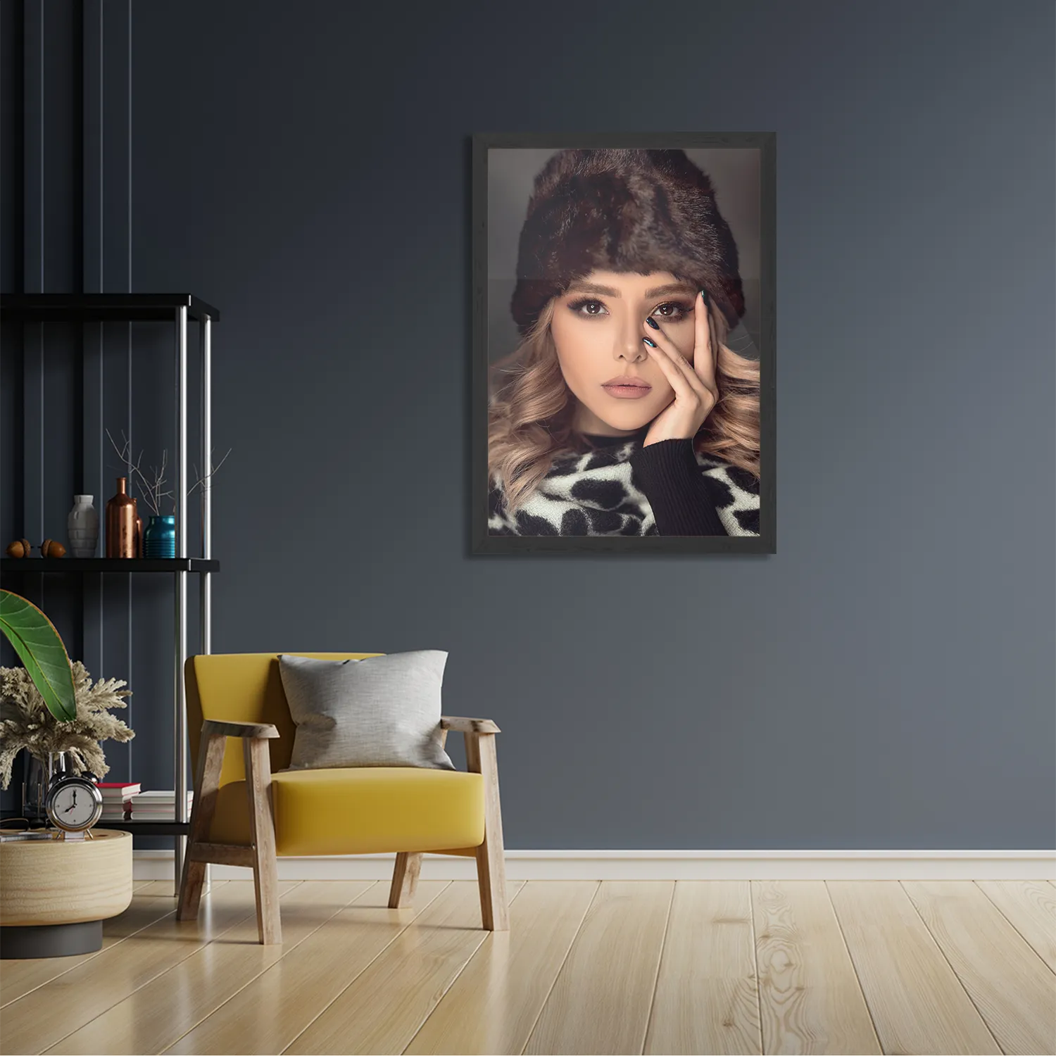 Poster Sexy Blonde Dame Met Oosterse Muts Rechthoek Verticaal Met Lijst Template PBL 50 70 Verticaal Mensen 6 2