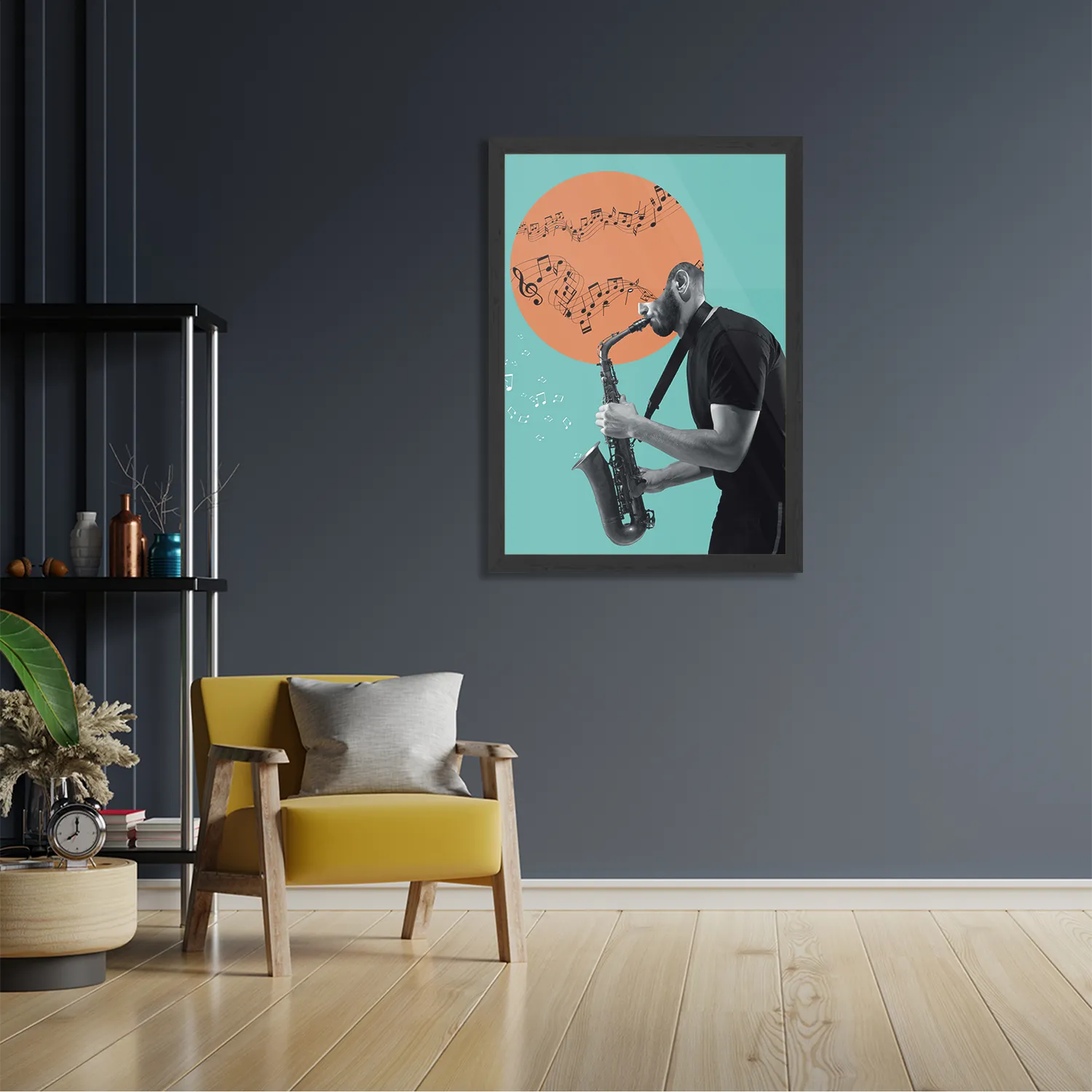 Poster Saxofonist Rechthoek Verticaal Met Lijst Template PBL 50 70 Verticaal Muziek 10 2