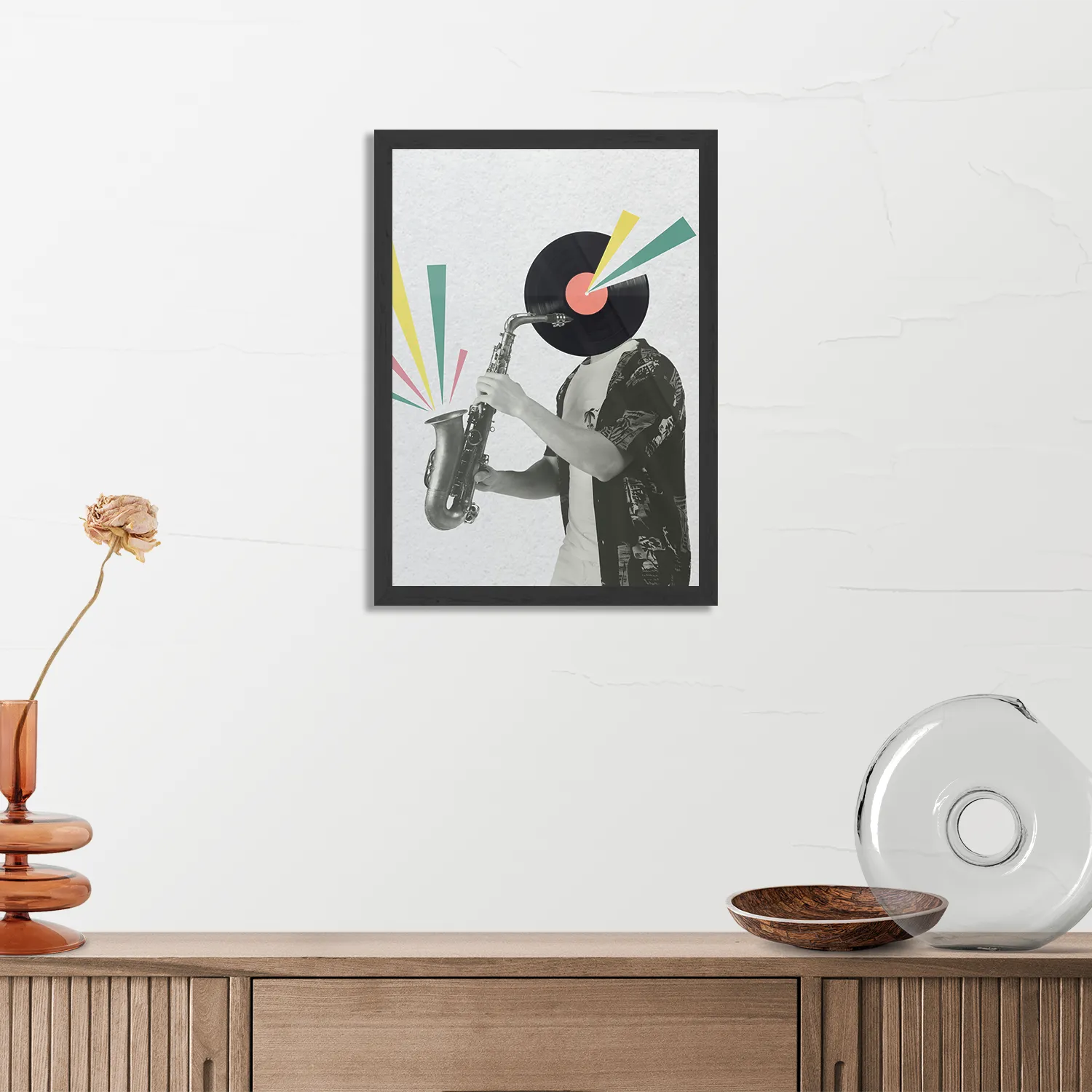 Poster De saxofoon Rechthoek Verticaal Met Lijst Template PBL 50 70 Verticaal Muziek 11 3