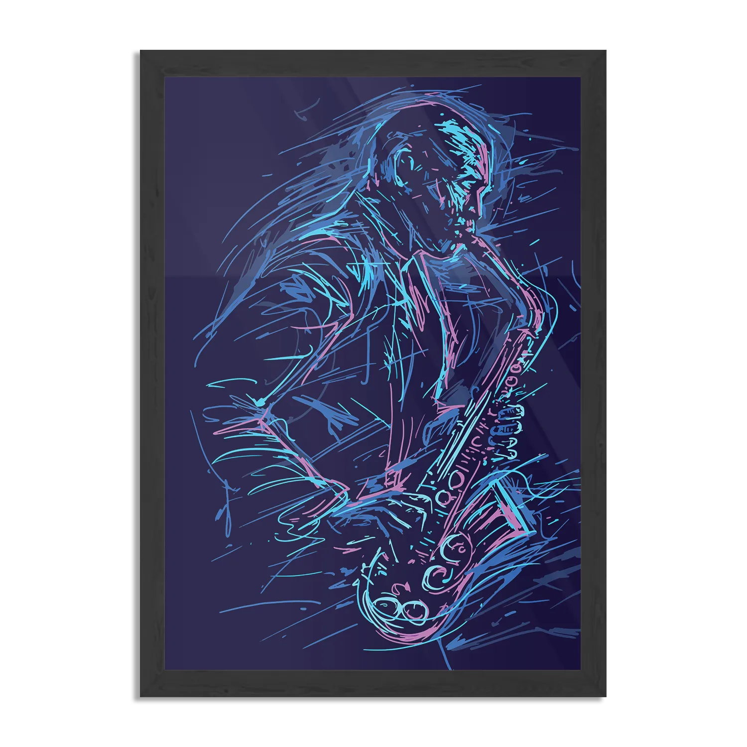 Poster Kleurrijke Saxofonist 02 Rechthoek Verticaal Met Lijst Template PBL 50 70 Verticaal Muziek 15 1