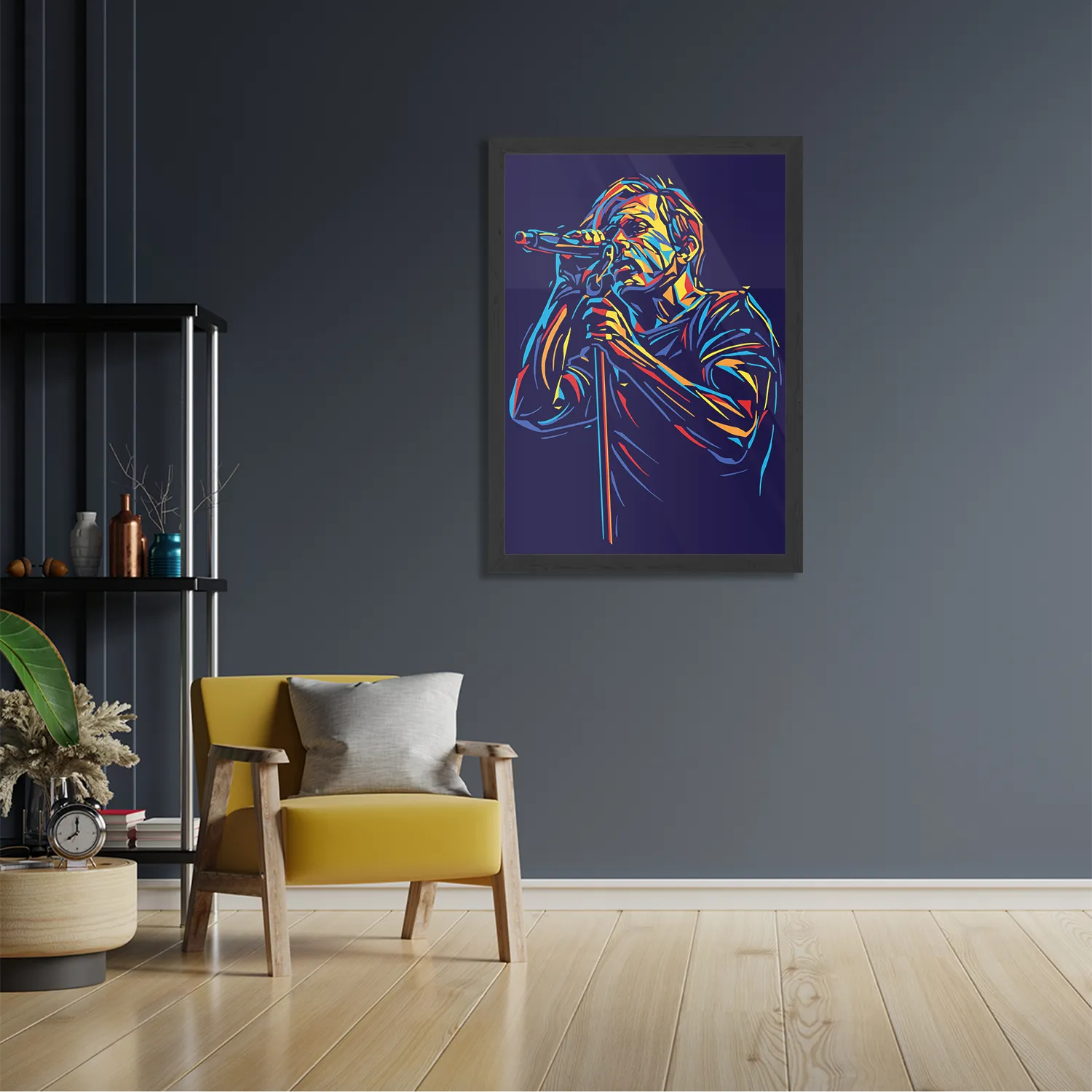 Poster Kleurrijke Zanger 02 Rechthoek Verticaal Met Lijst Template PBL 50 70 Verticaal Muziek 17 2