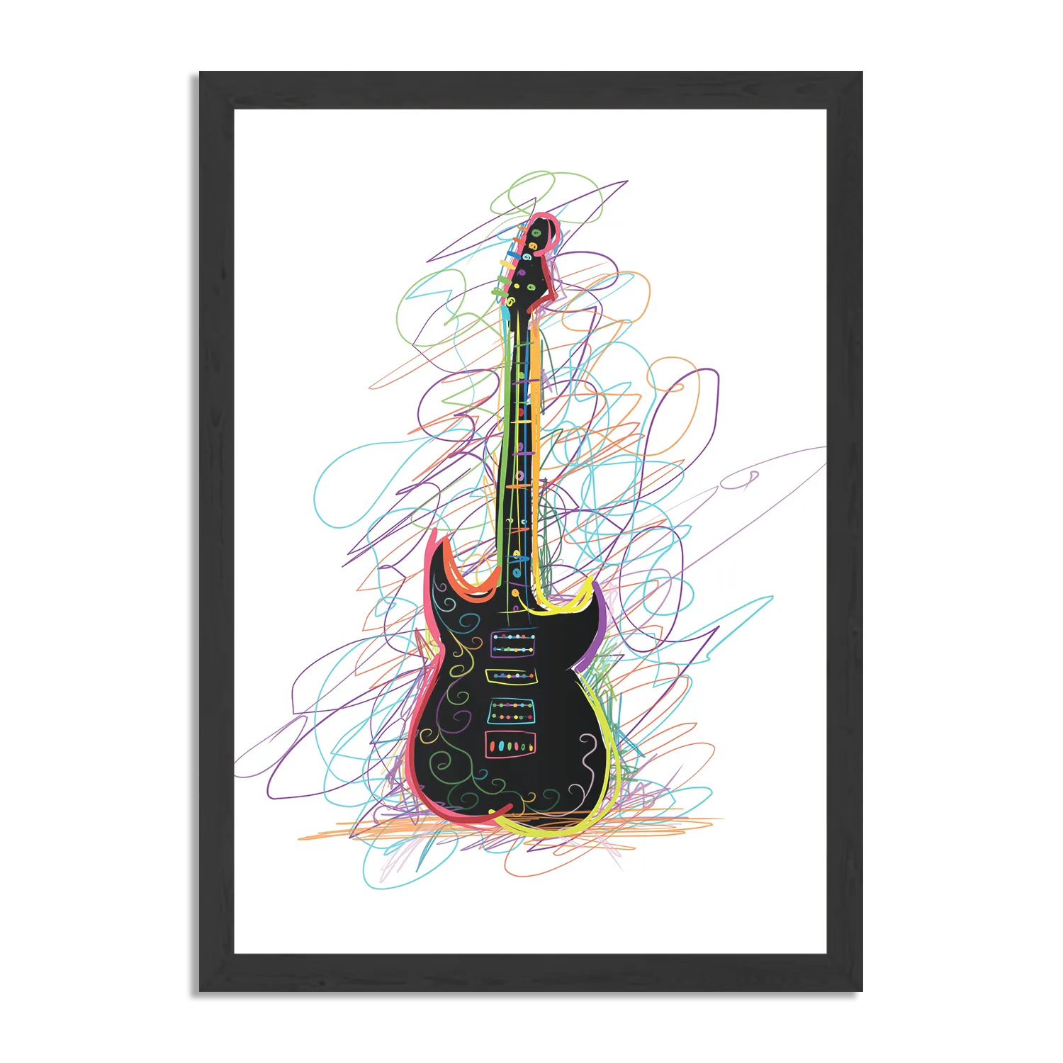Poster Rock Gitaar Op Witte Achtergrond Rechthoek Verticaal Met Lijst Template PBL 50 70 Verticaal Muziek 22 1