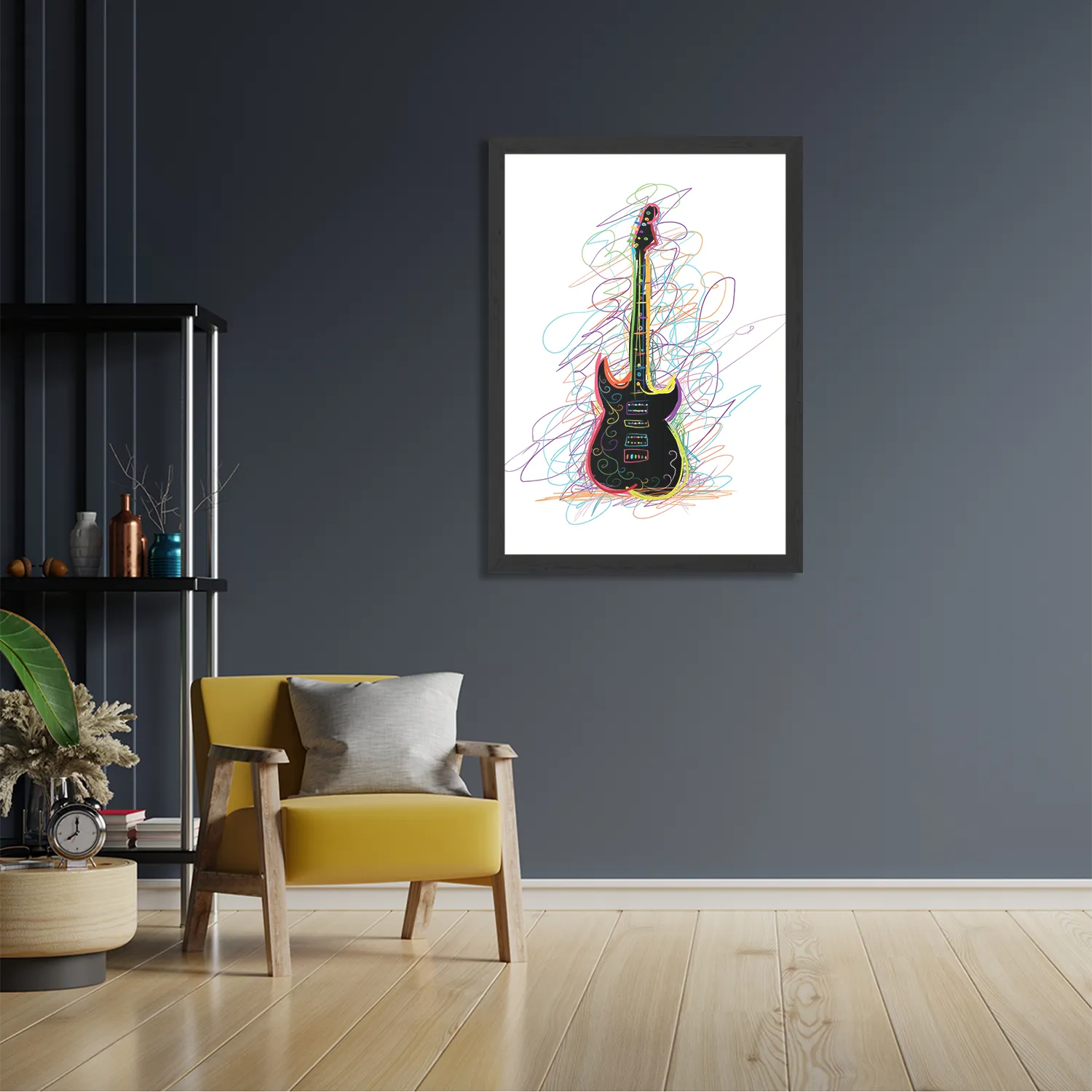 Poster Rock Gitaar Op Witte Achtergrond Rechthoek Verticaal Met Lijst Template PBL 50 70 Verticaal Muziek 22 2