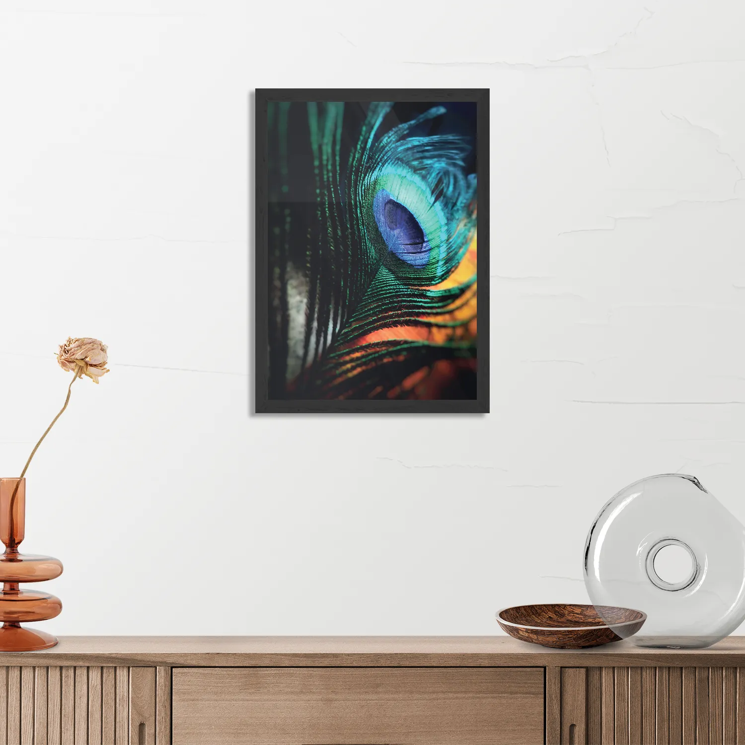 Poster Een veer van de Pauw Rechthoek Verticaal Met Lijst Template PBL 50 70 Verticaal Natuur 11 3