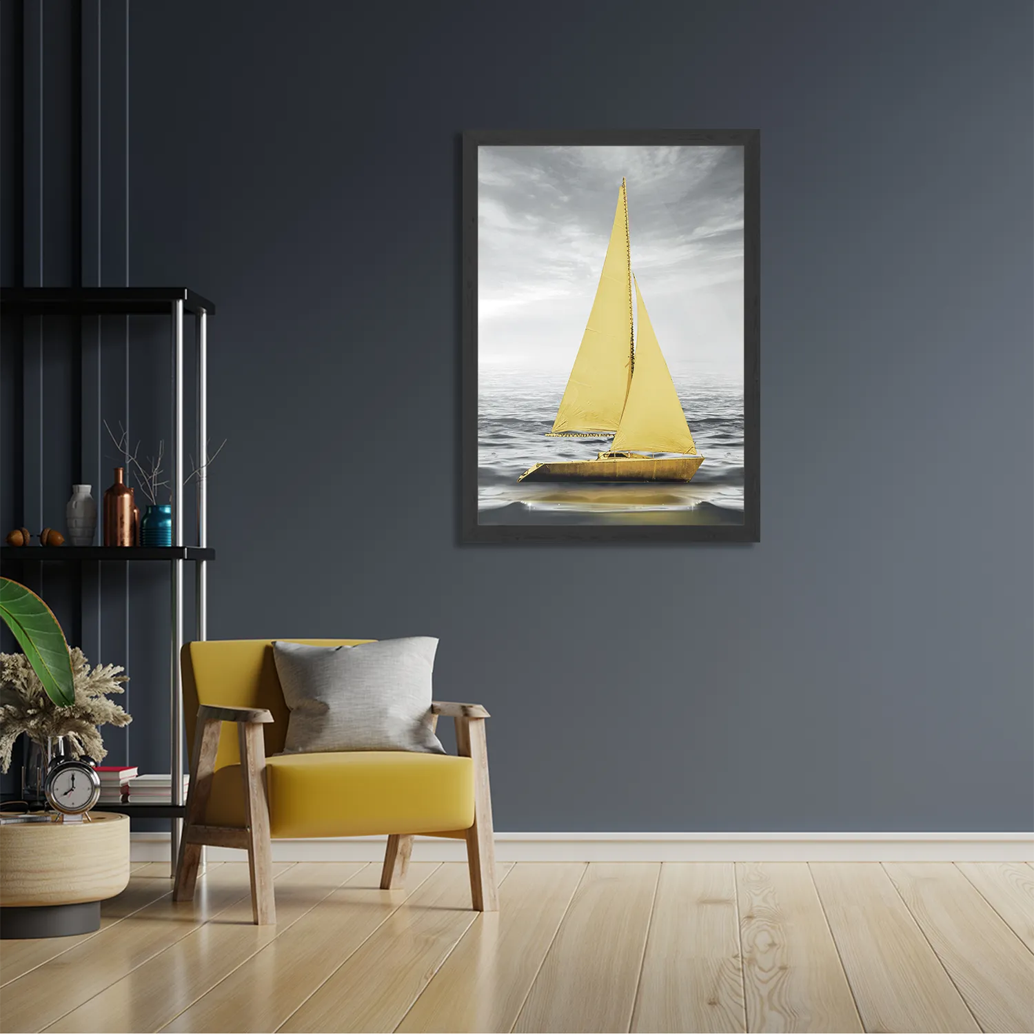 Poster Het gele bootje 2 Rechthoek Verticaal Met Lijst Template PBL 50 70 Verticaal Natuur 34 2