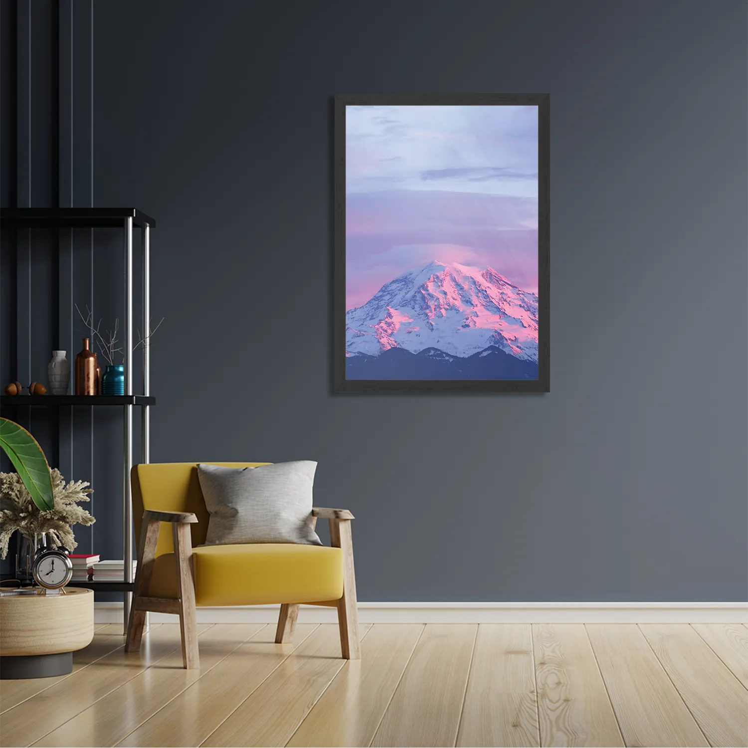 Poster Natuurlijke zons ondergang op witte berg Rechthoek Verticaal Met Lijst Template PBL 50 70 Verticaal Natuur 41 2