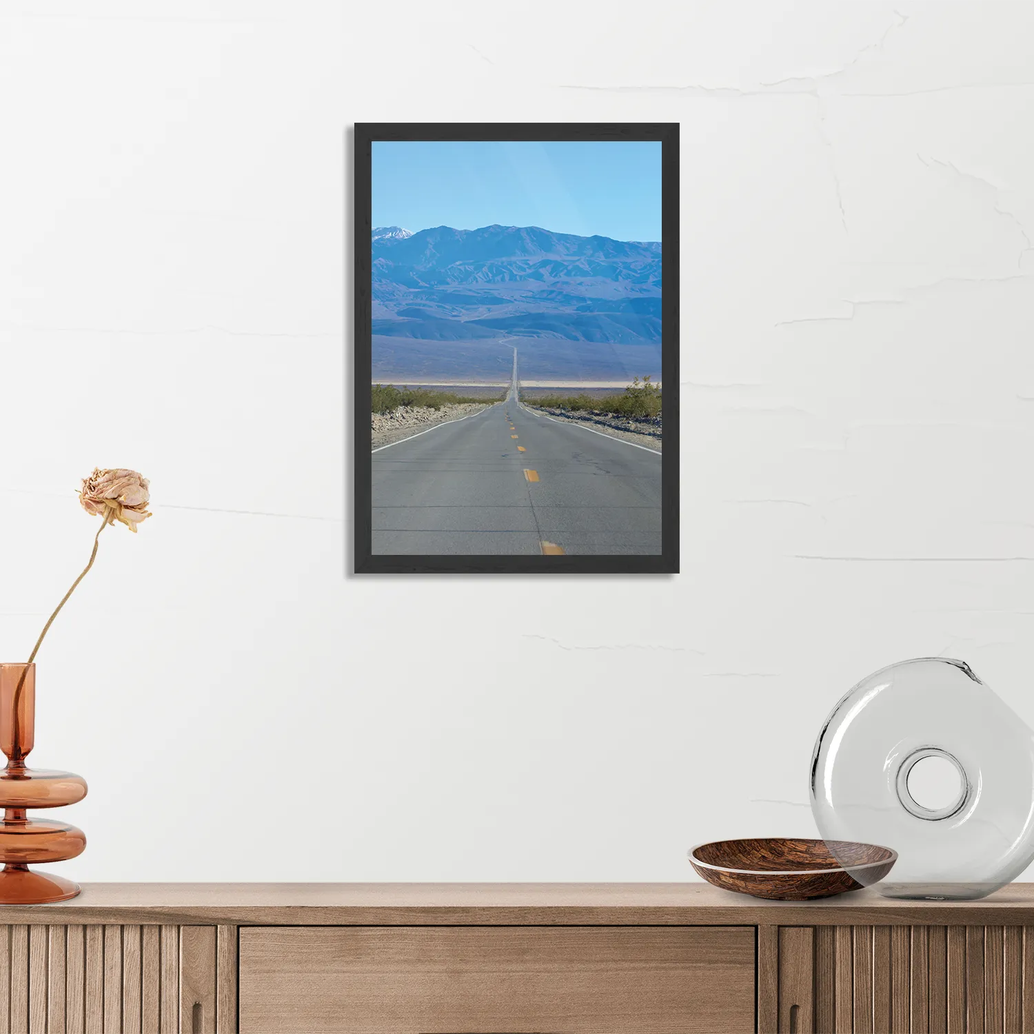 Poster The road in Deathvalley Rechthoek Verticaal Met Lijst Template PBL 50 70 Verticaal Natuur 5 3